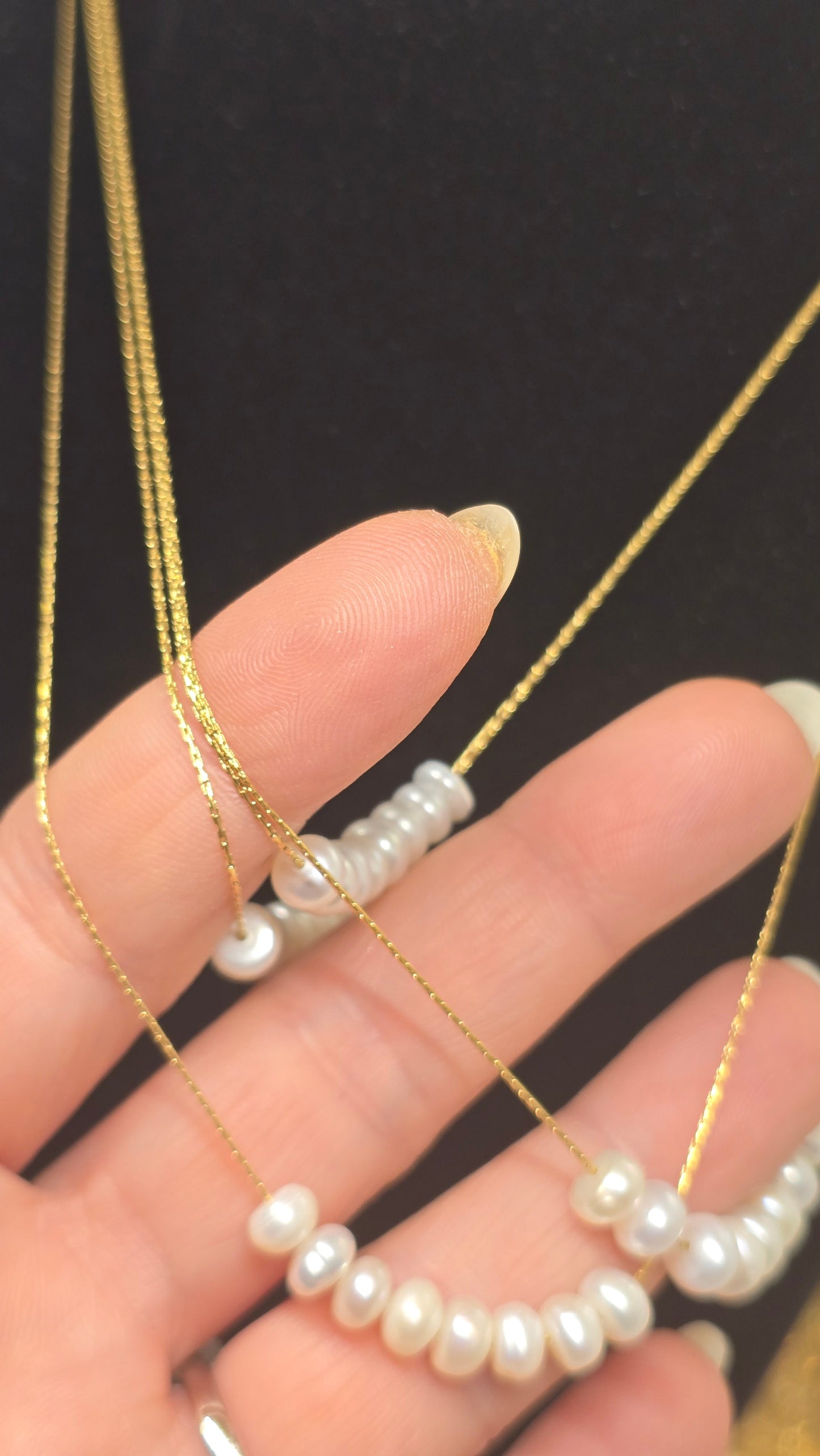 18K Gold Plated Pearl Necklace for Women - Dainty Freshwater Pearl Chain 40+6cm