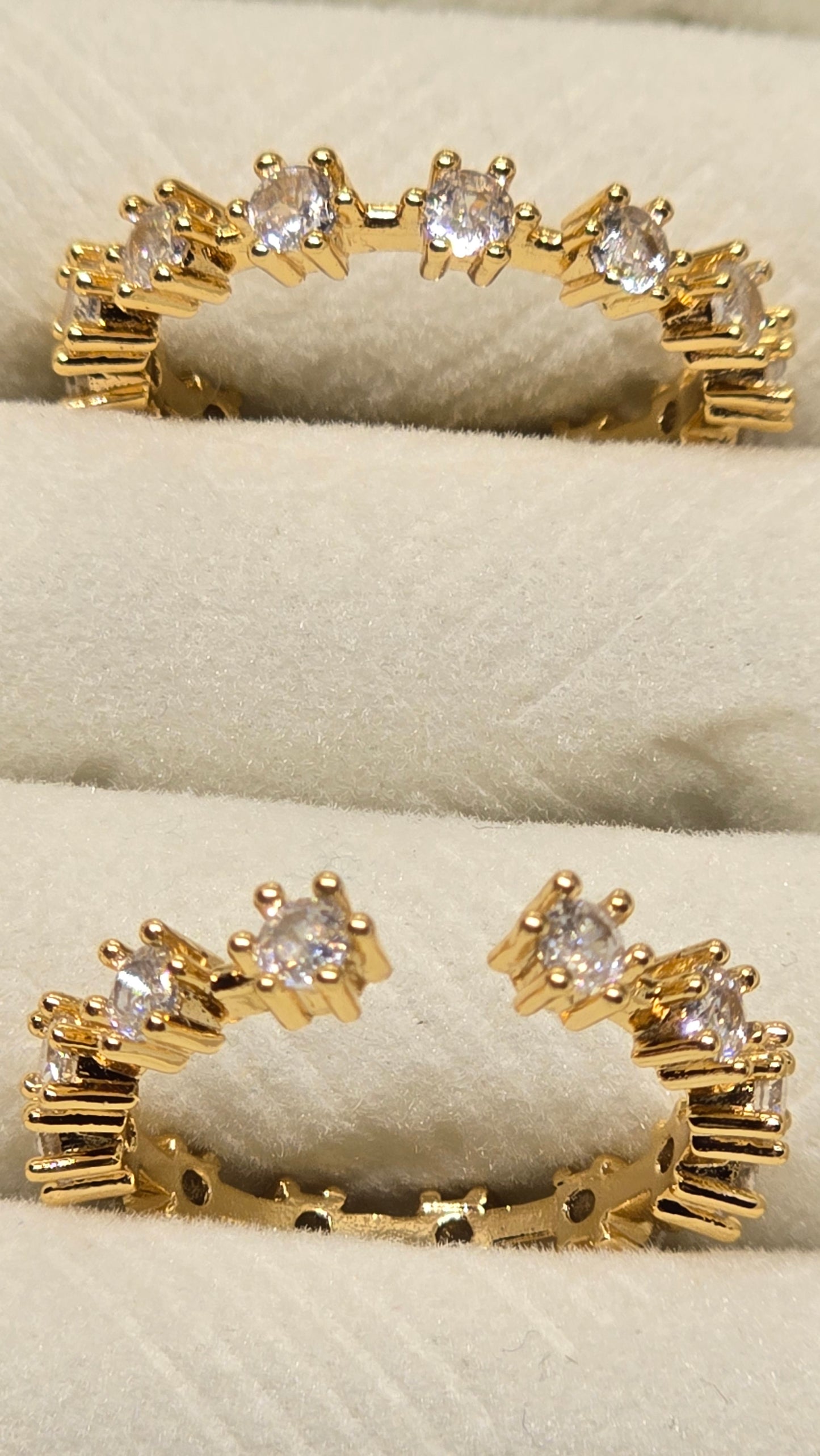 Adjustable Pave Zircon Ring 18k Gold Plated | Elegant, Stone-set