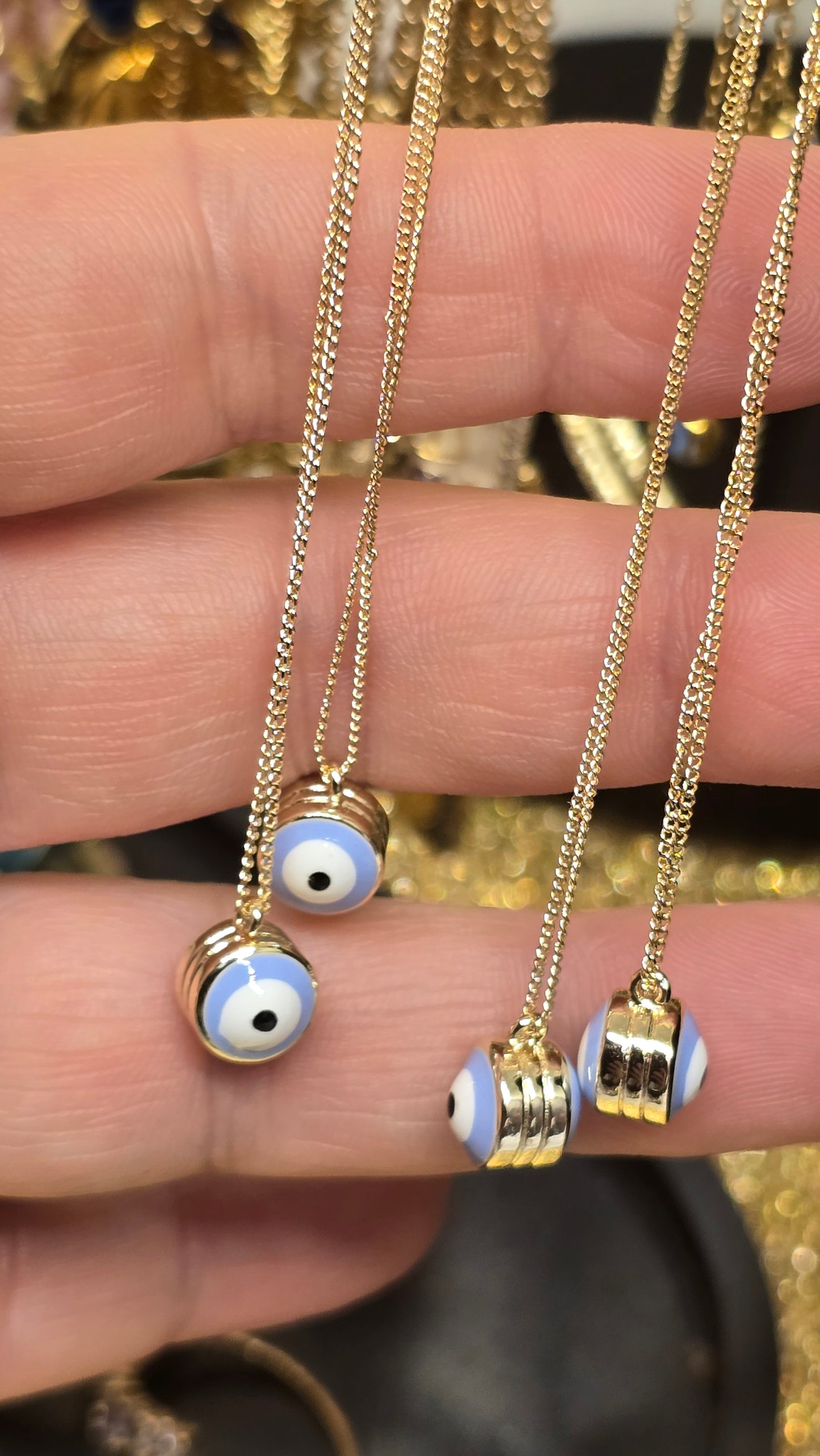 18K Gold Plated Evil Eye Necklace 45+6cm