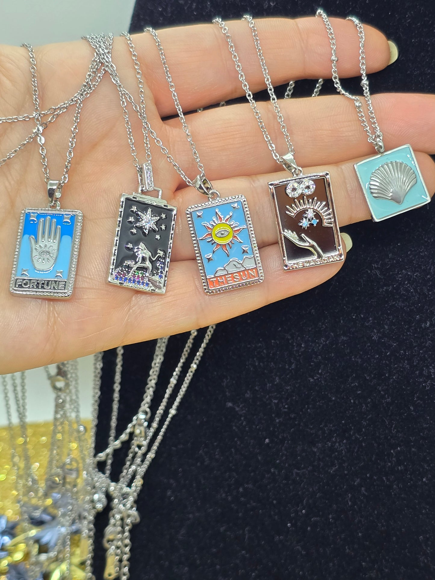 Tarot Card Necklace Silver - 18k Gold Plated - Zodiac Pendant - Gothic & Mysticism