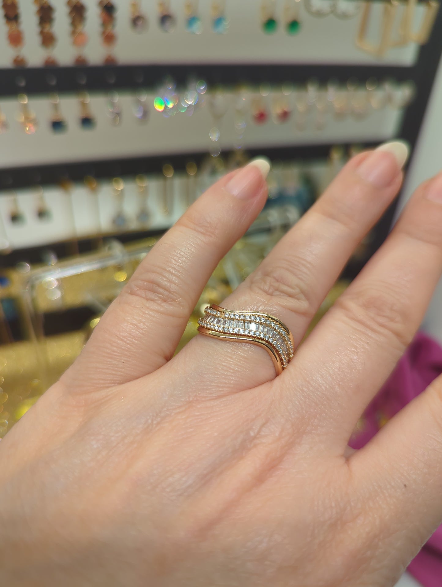 Rose Gold Ring - Adjustable with Zirconia