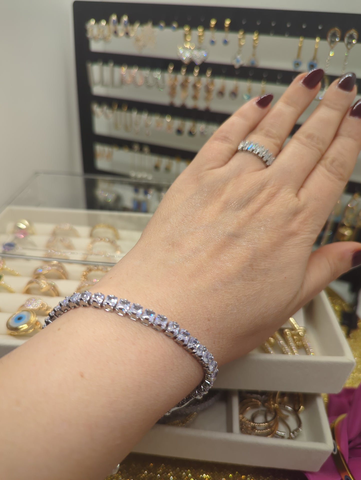 Baguette Tennis Bracelet – Choker Style with Cubic Zirconia Stones, Minimalist Jewelry, Gift for Her