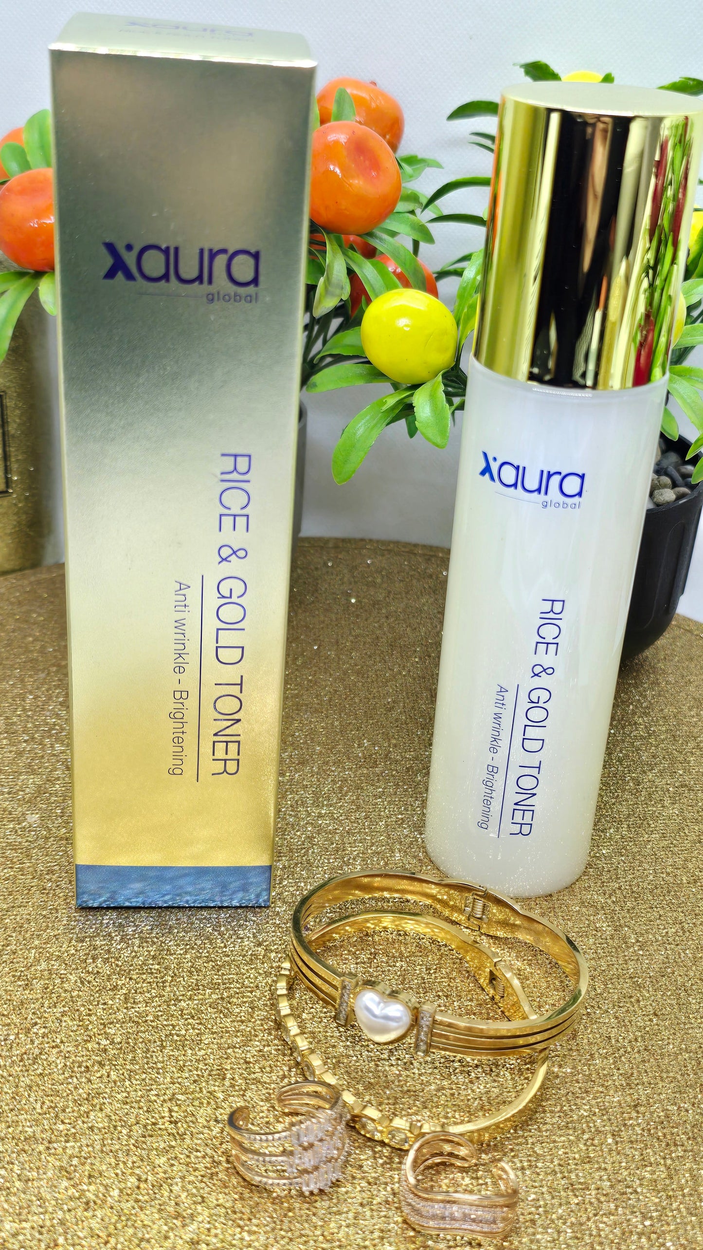 Xaura Gold Cleansing Set – 24K Gold Foam Cleanser & Rice Gold Toner