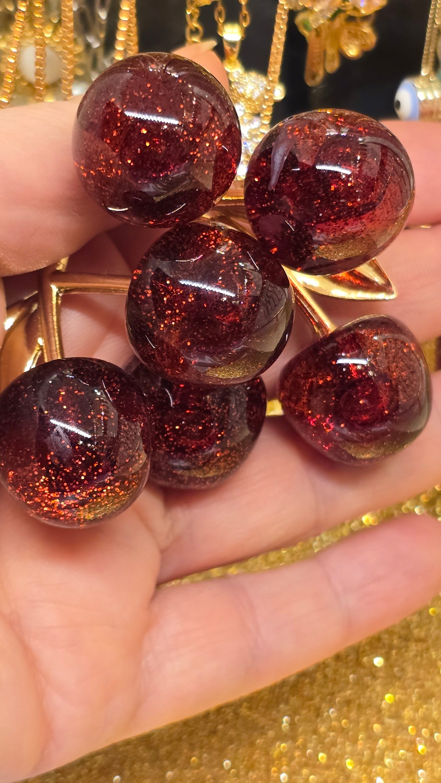 Cherry Necklace 18K Gold Plated - Cherry Red Pendant 50cm
