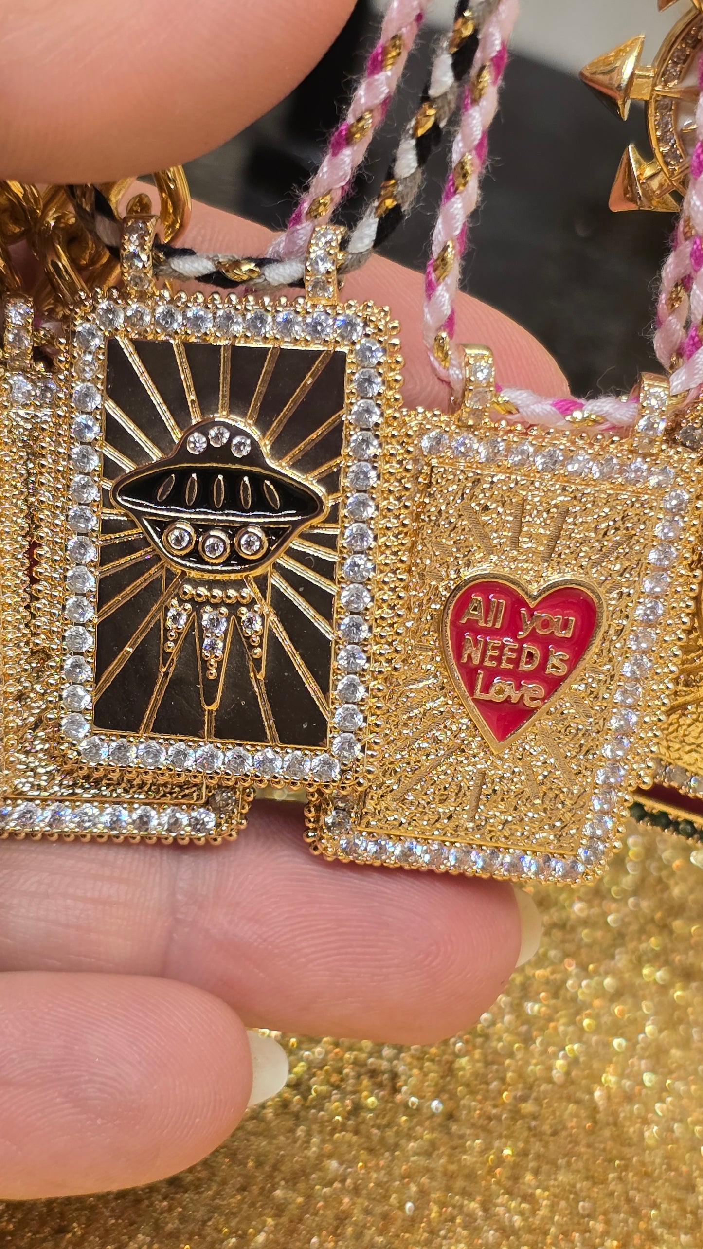 Tarot Card Necklace 18K Gold Plated – Retro Pendant 50+6cm