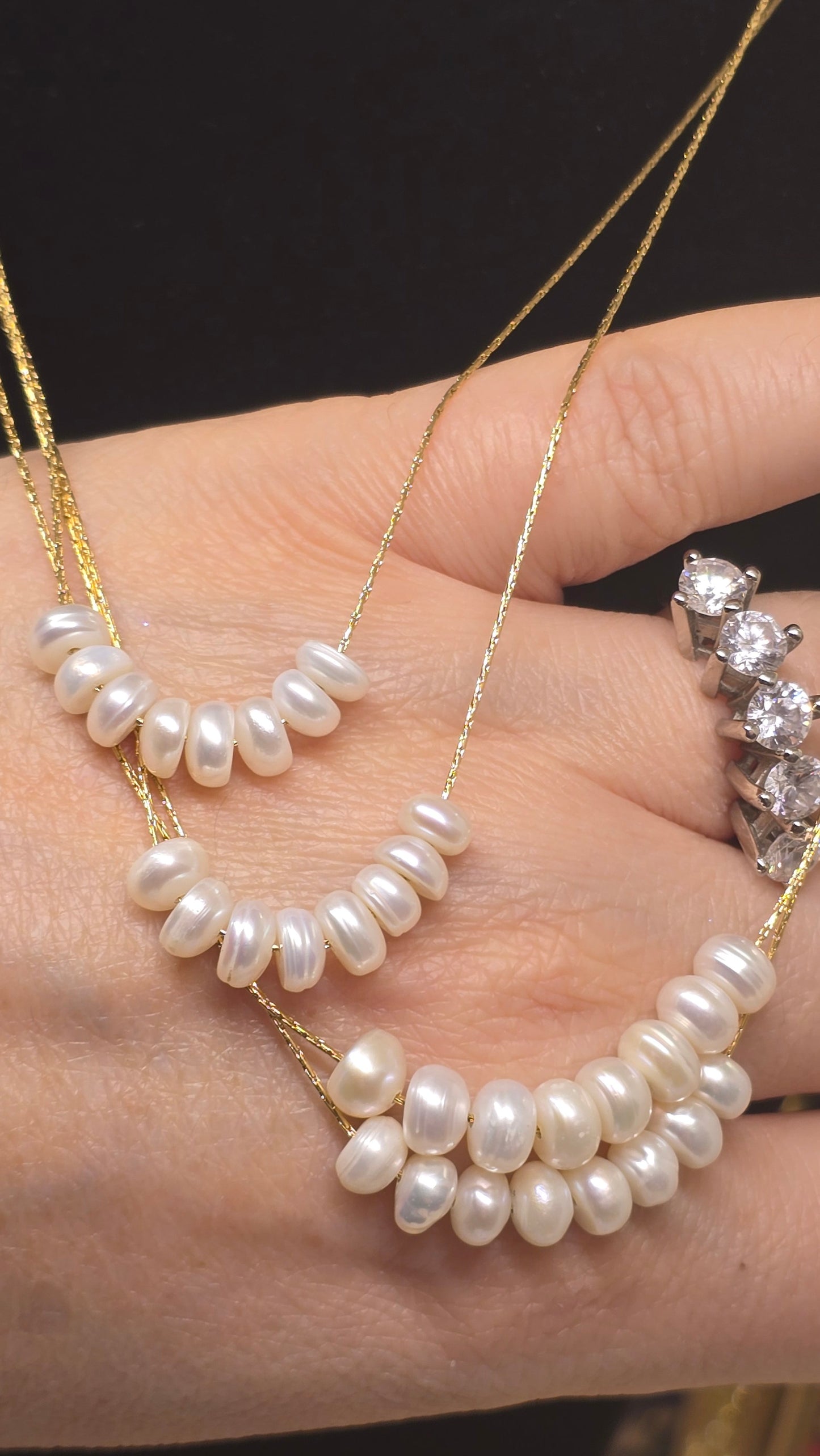 18K Gold Plated Pearl Necklace for Women - Dainty Freshwater Pearl Chain 40+6cm