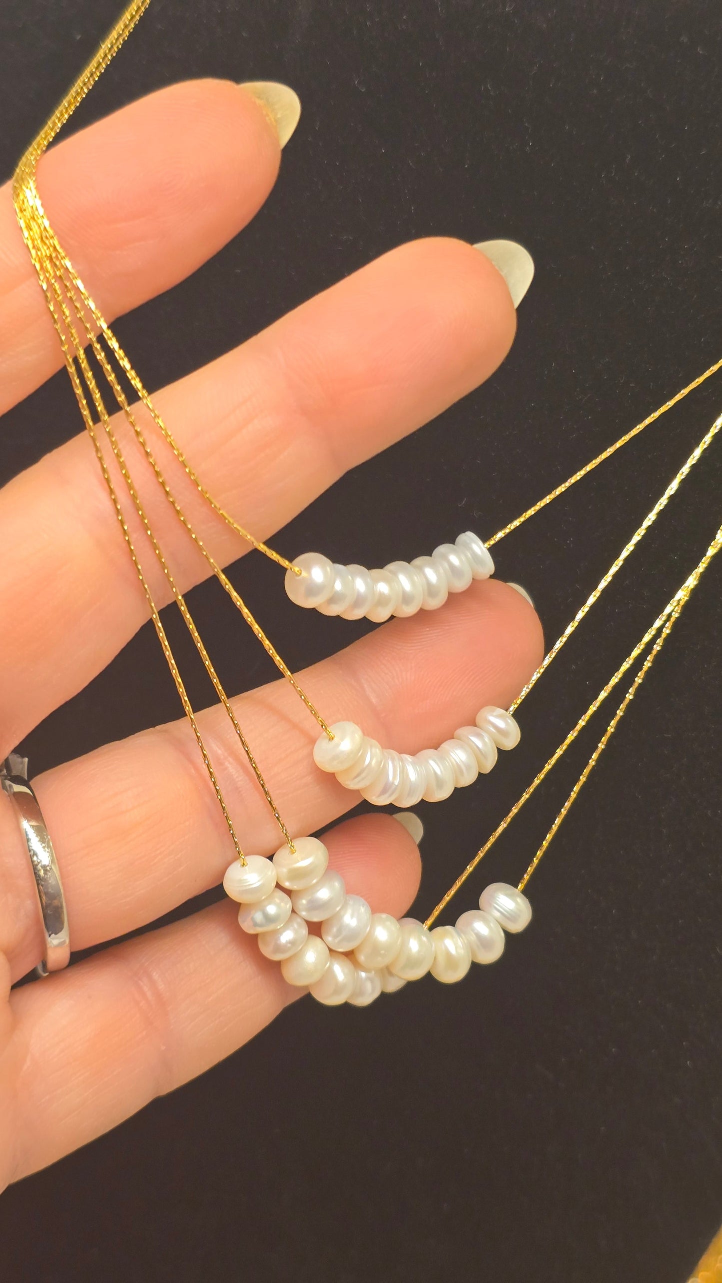 18K Gold Plated Pearl Necklace for Women - Dainty Freshwater Pearl Chain 40+6cm
