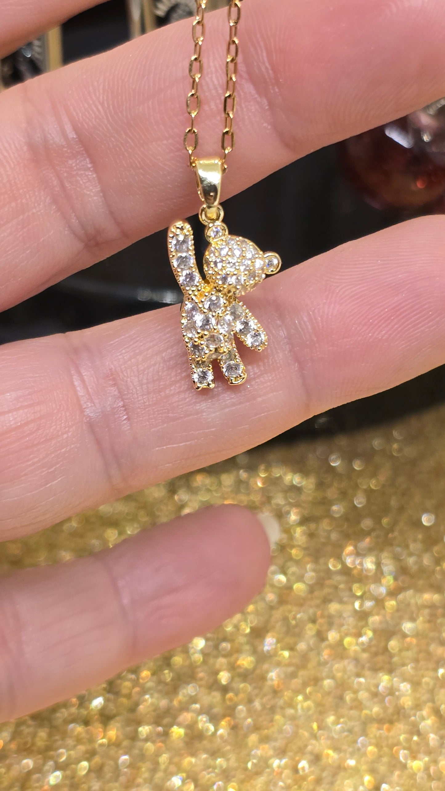 Teddy Bear Necklace - 18K Gold Plated with Zirconia Stones | 50+5 cm