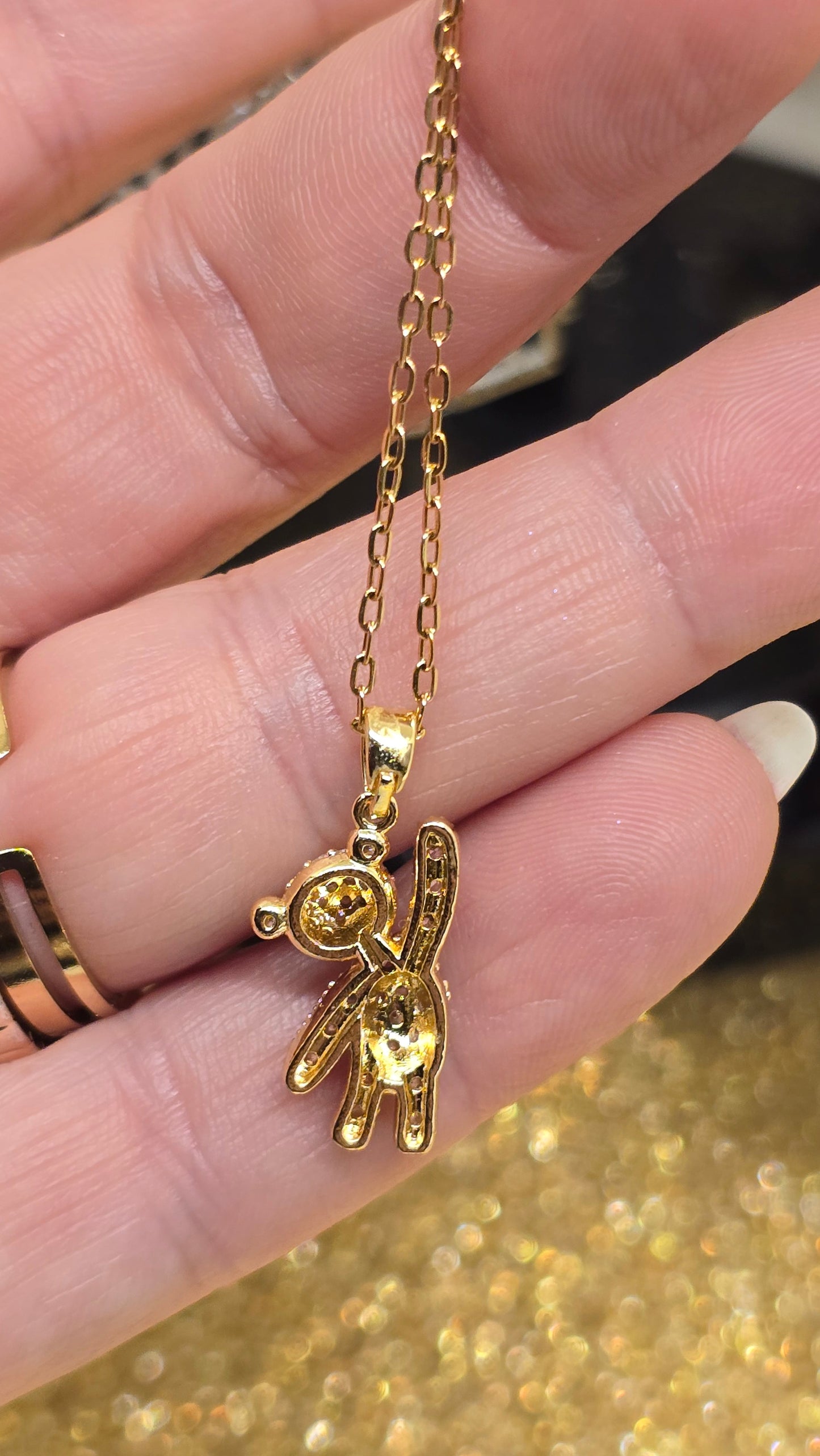 Teddy Bear Necklace - 18K Gold Plated with Zirconia Stones | 50+5 cm