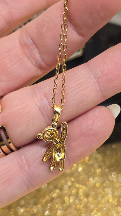 Teddy Bär Halskette – 18K Vergoldet mit Zirkonia-Steinen | 50+5 cm - Beautyway073 Düsseldorf Germany
