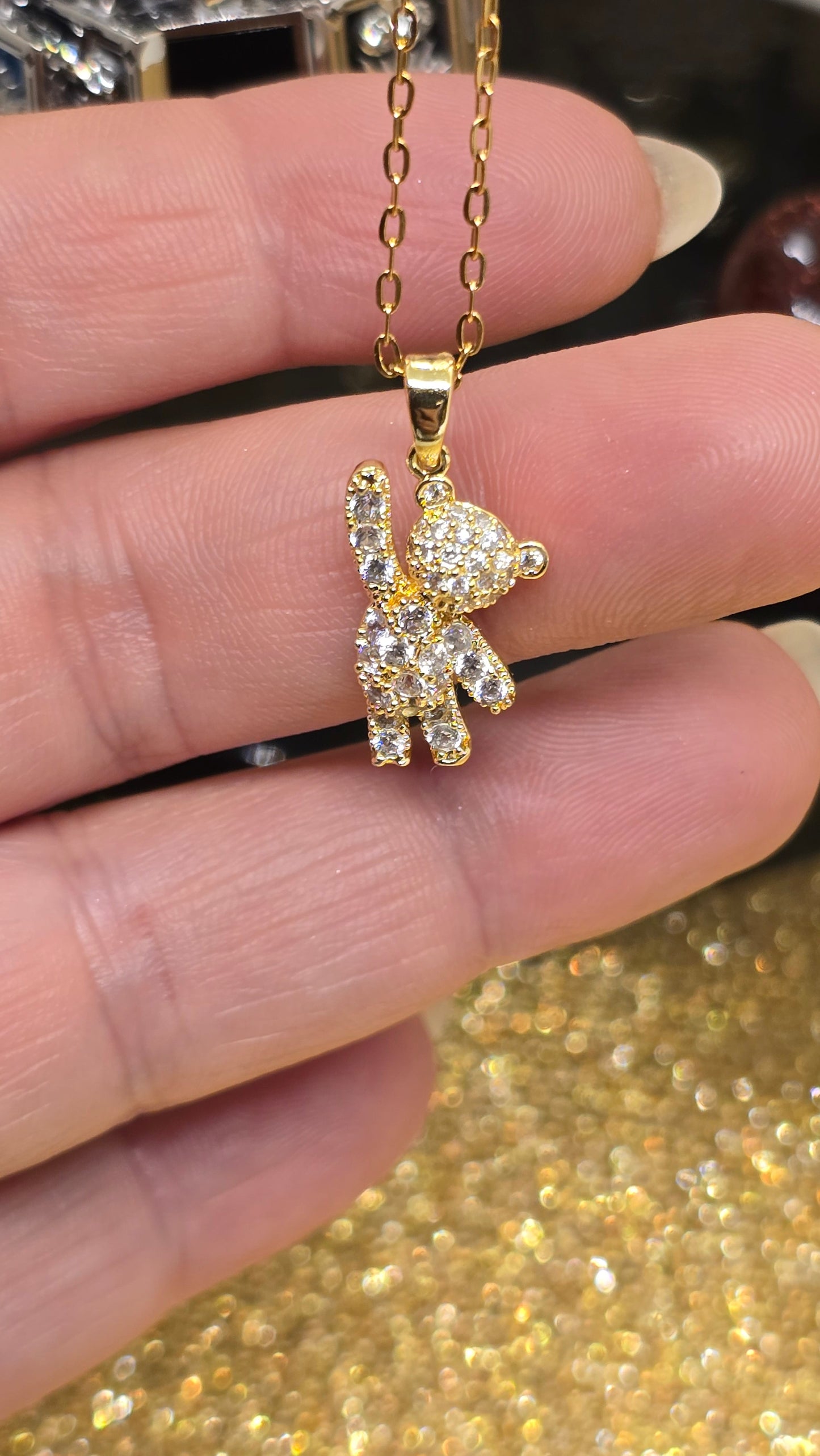 Teddy Bear Necklace - 18K Gold Plated with Zirconia Stones | 50+5 cm