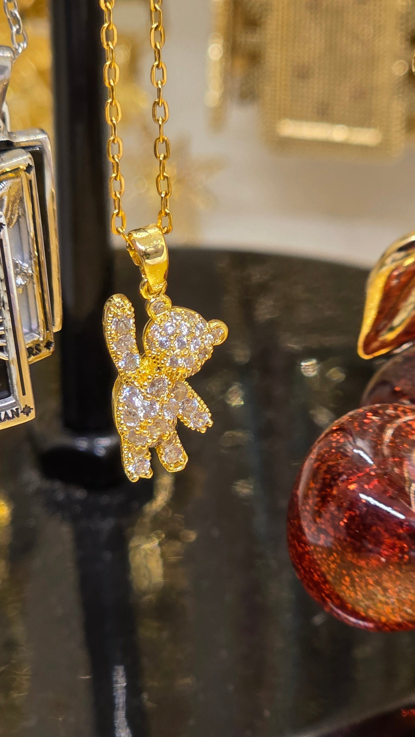 Teddy Bear Necklace - 18K Gold Plated with Zirconia Stones | 50+5 cm