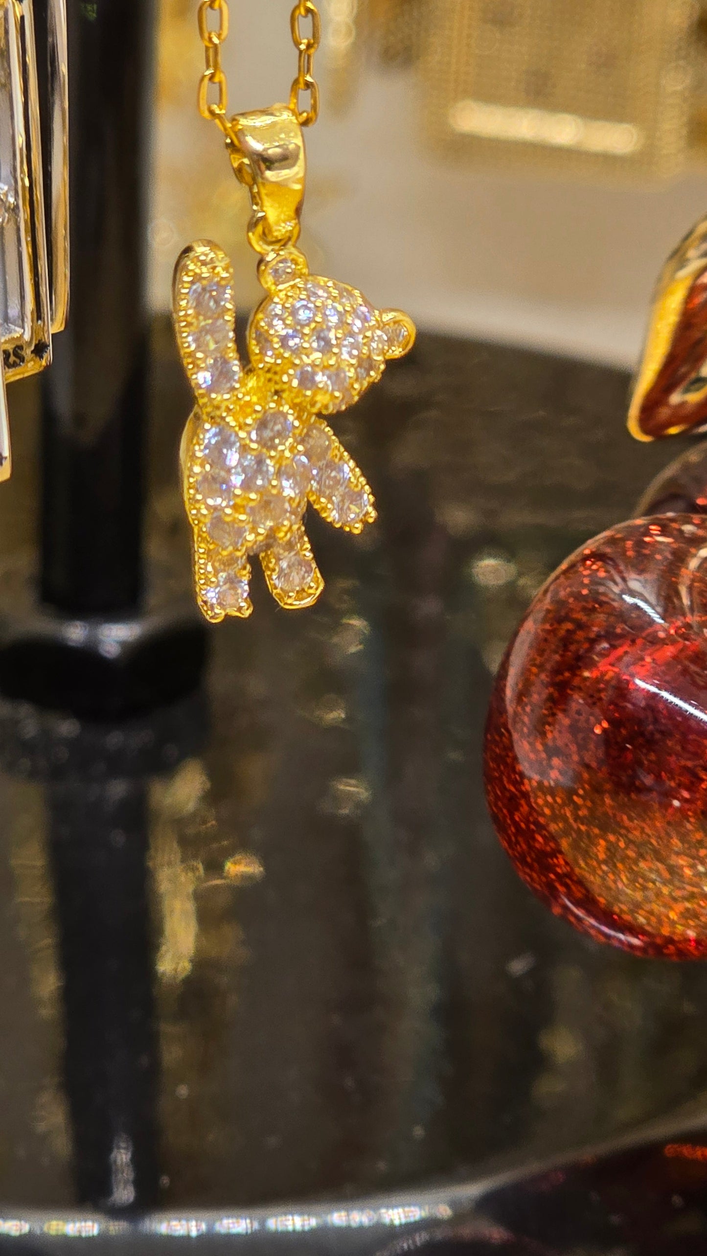 Teddy Bear Necklace - 18K Gold Plated with Zirconia Stones | 50+5 cm