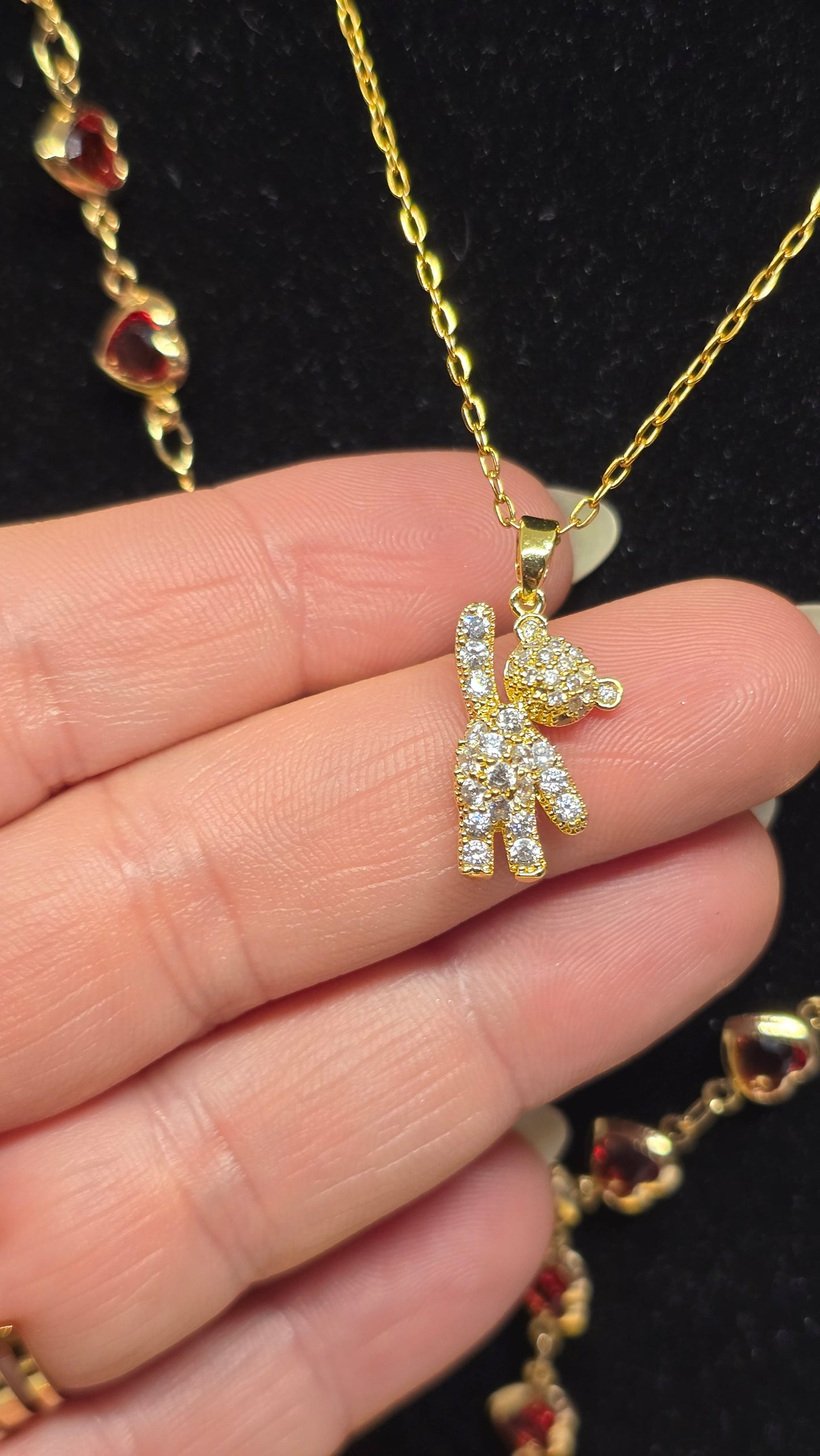 Teddy Bear Necklace - 18K Gold Plated with Zirconia Stones | 50+5 cm