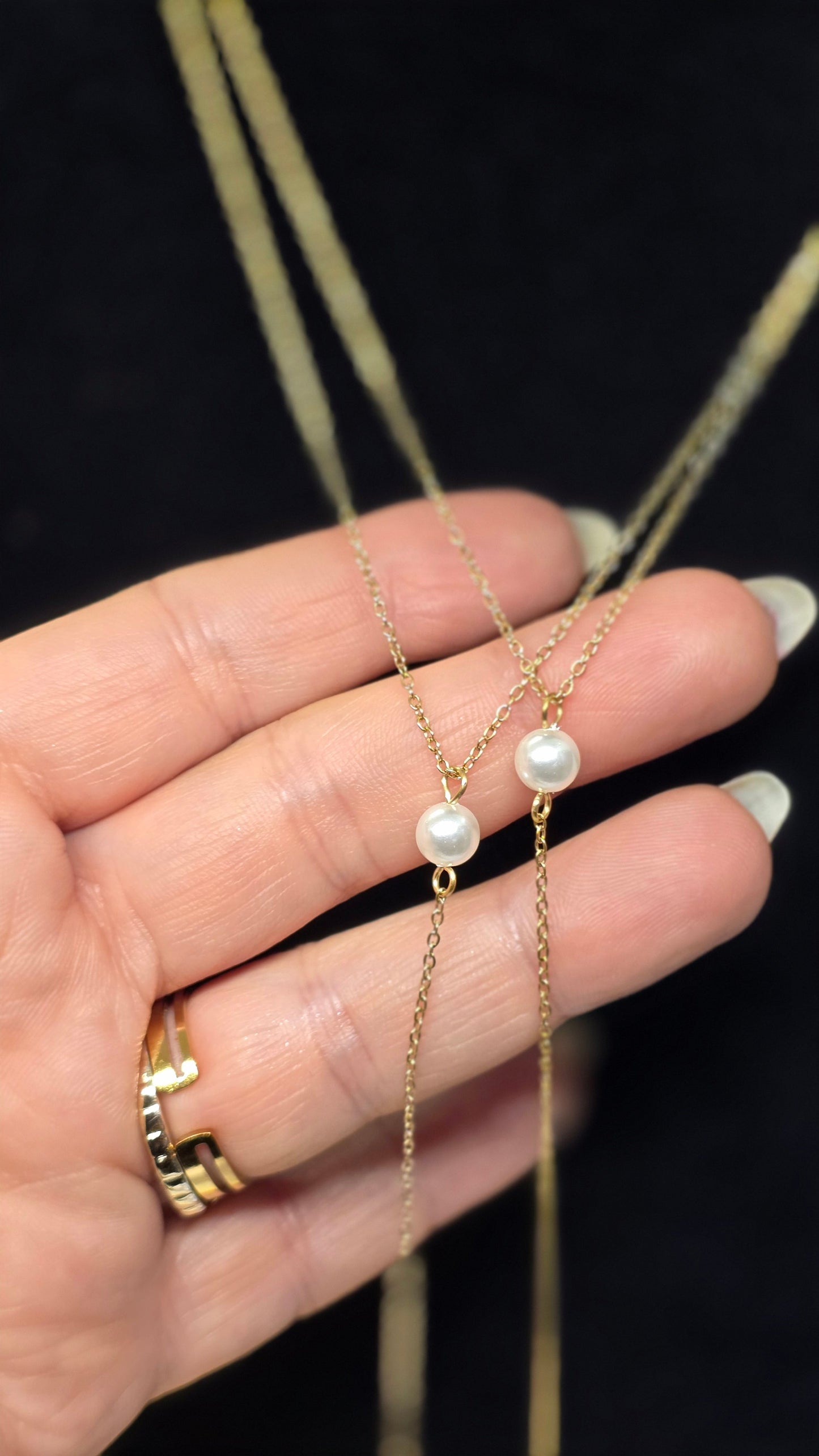 Pearl Y-Necklace – Delicate Elegance in 18K Gold Plated & Silver Plated | 66+7 cm