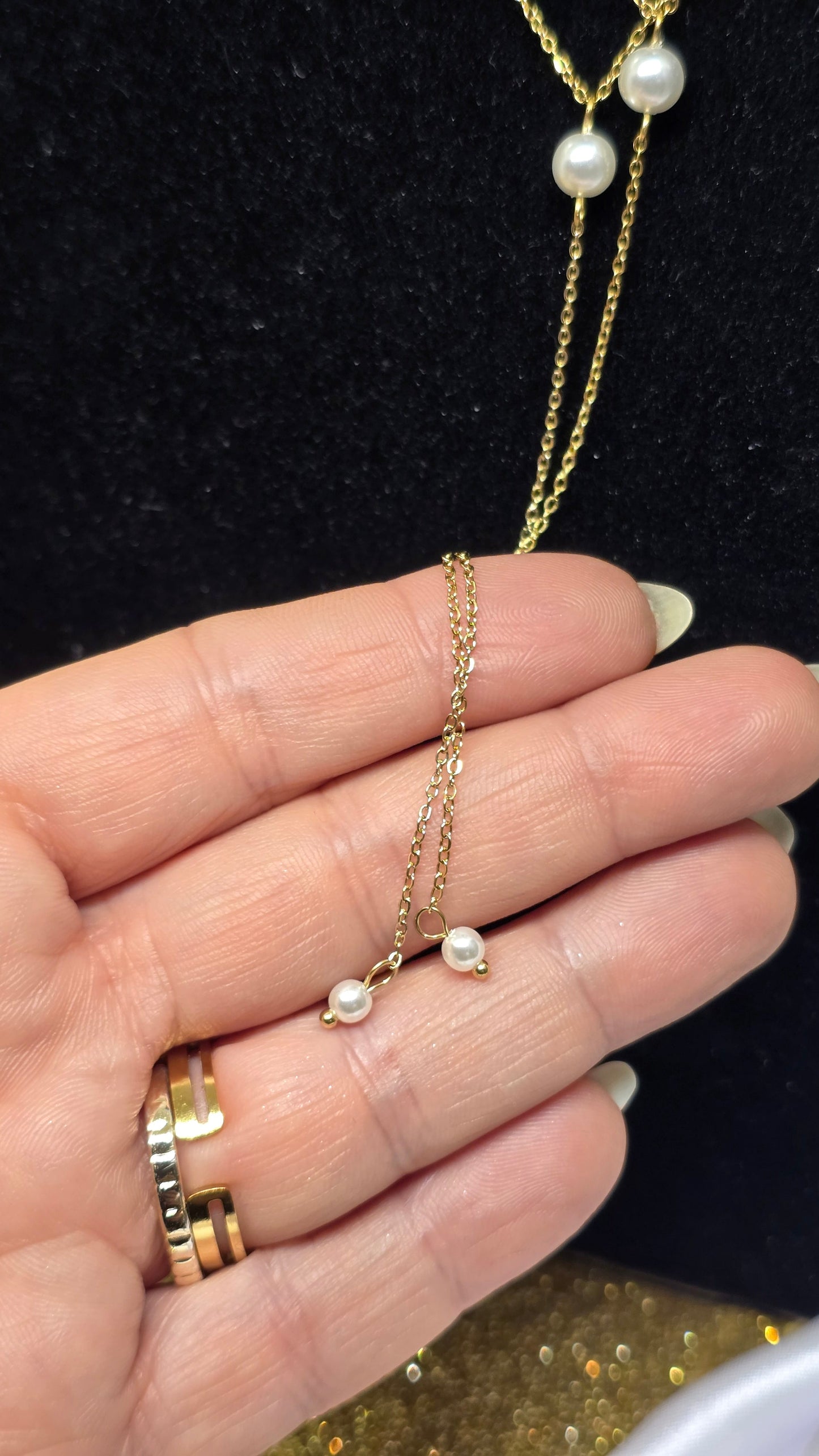 Pearl Y-Necklace – Delicate Elegance in 18K Gold Plated & Silver Plated | 66+7 cm
