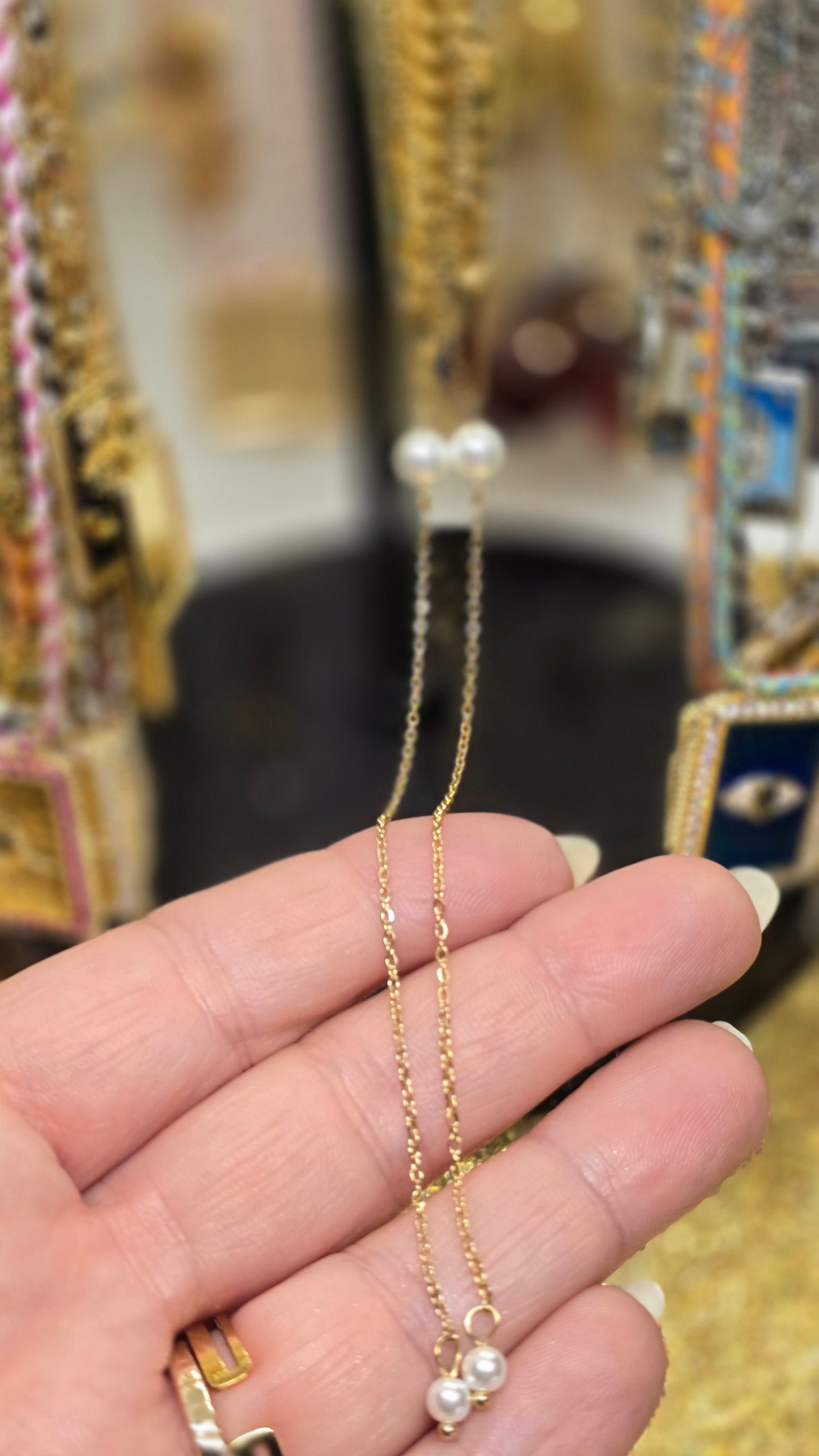 Pearl Y-Necklace – Delicate Elegance in 18K Gold Plated & Silver Plated | 66+7 cm