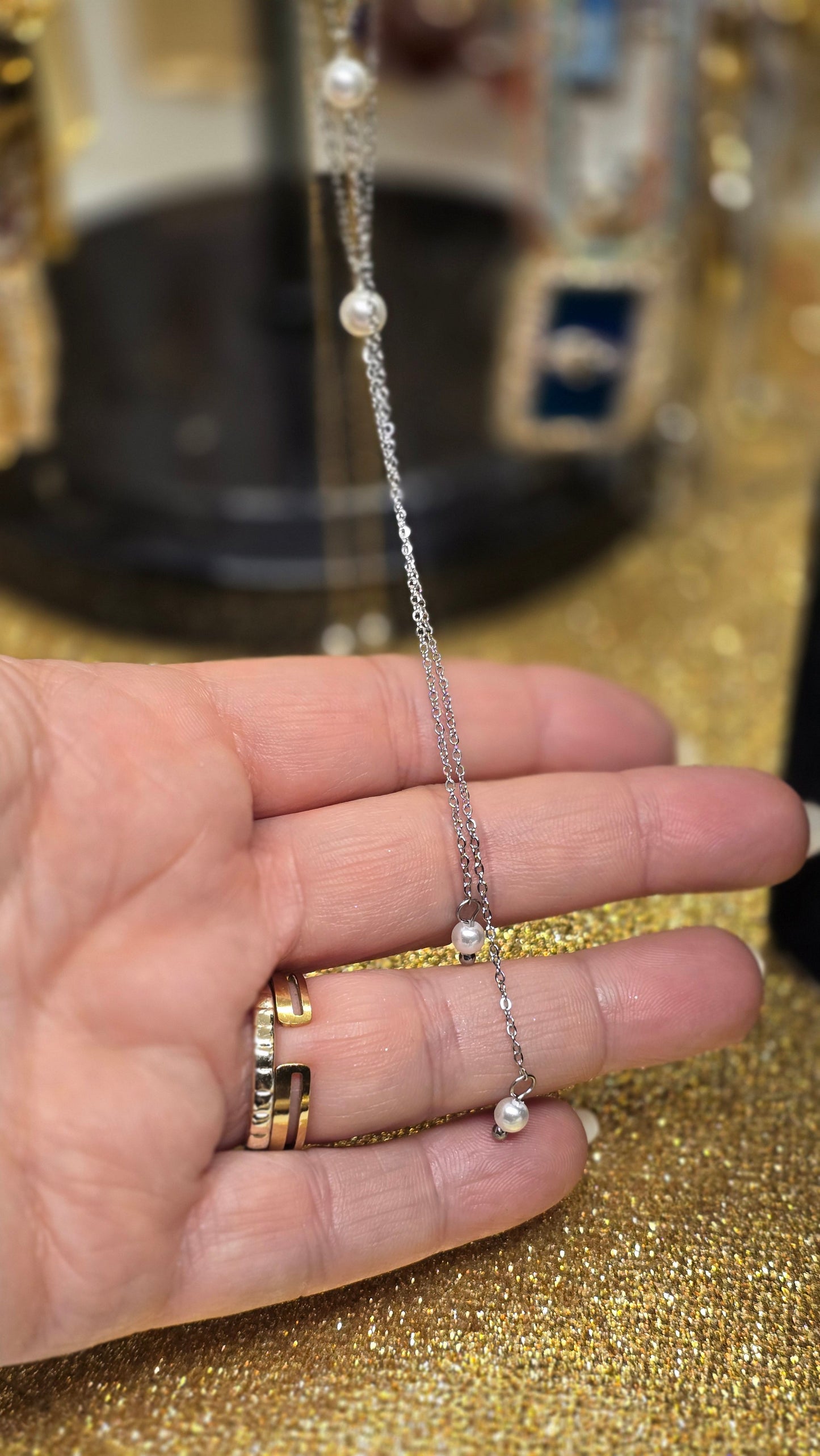 Pearl Y-Necklace – Delicate Elegance in 18K Gold Plated & Silver Plated | 66+7 cm