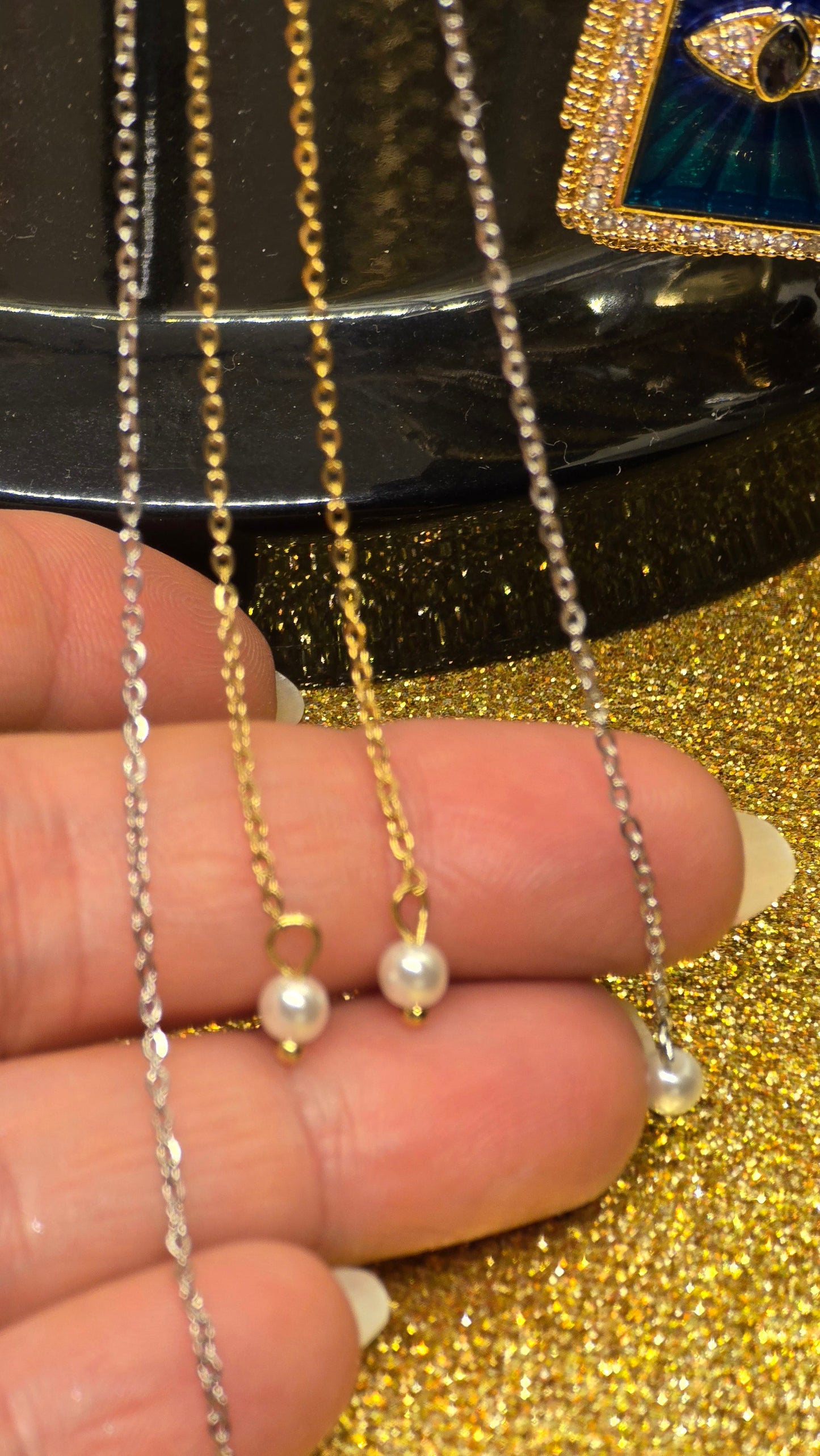 Pearl Y-Necklace – Delicate Elegance in 18K Gold Plated & Silver Plated | 66+7 cm
