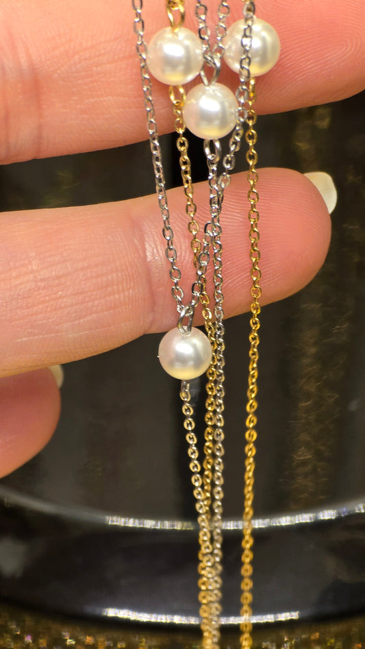 Pearl Y-Necklace – Delicate Elegance in 18K Gold Plated & Silver Plated | 66+7 cm