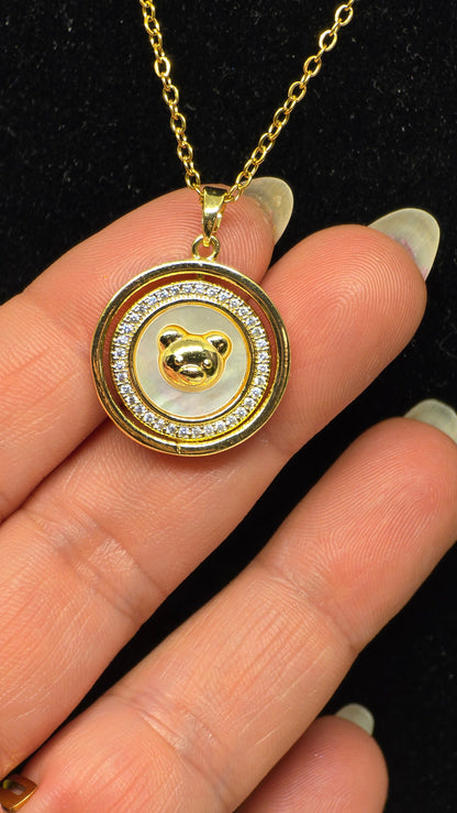 18K Vergoldete Teddybär Halskette mit Zirkonia | Gold Necklace Teddy Bear 40+5cm - Beautyway073 Düsseldorf Germany
