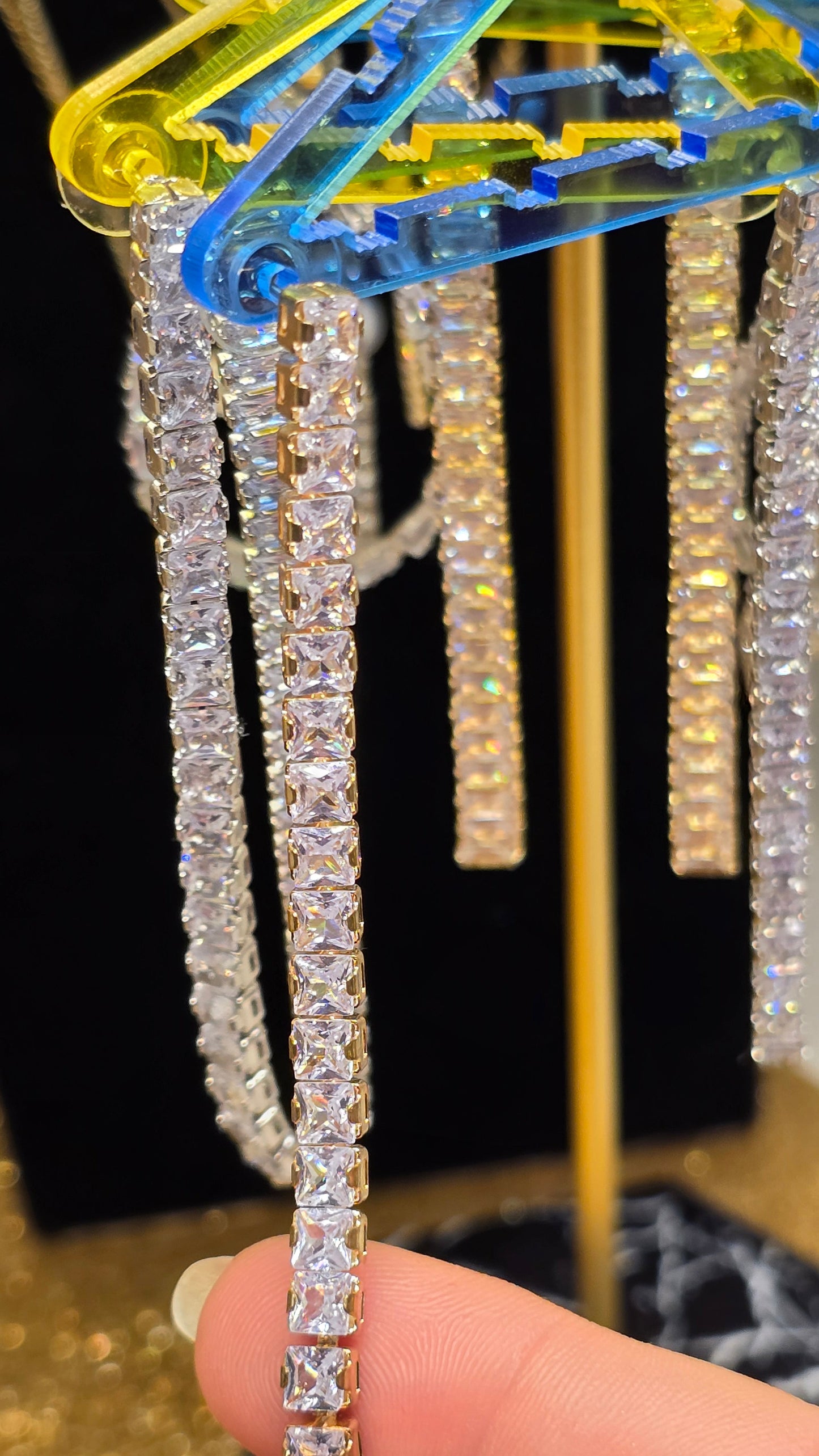 Wedding Jewelry Crystal Cubic Zirconia Long Earrings – 8cm