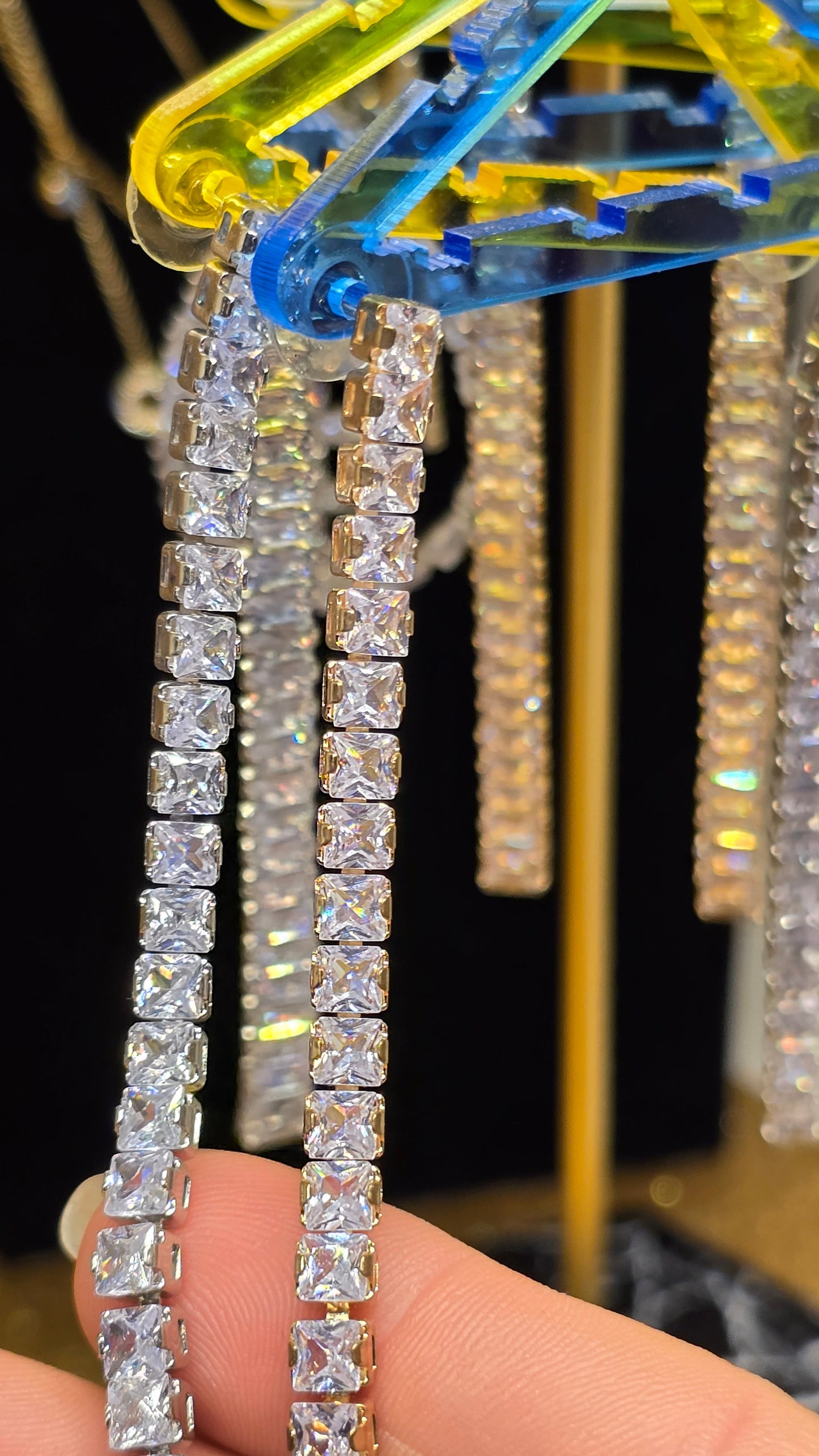 Wedding Jewelry Crystal Cubic Zirconia Long Earrings – 8cm