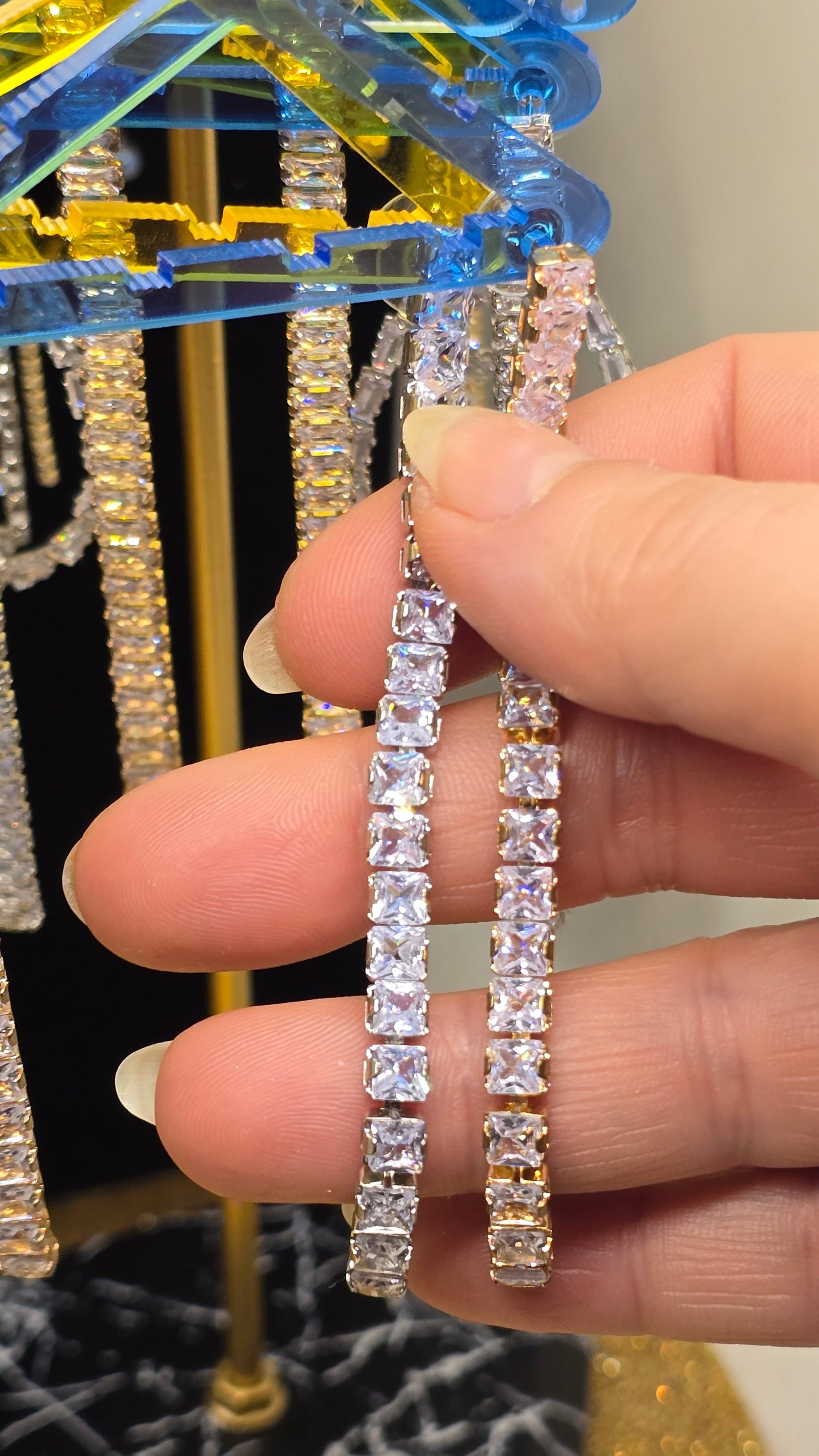 Wedding Jewelry Crystal Cubic Zirconia Long Earrings – 8cm