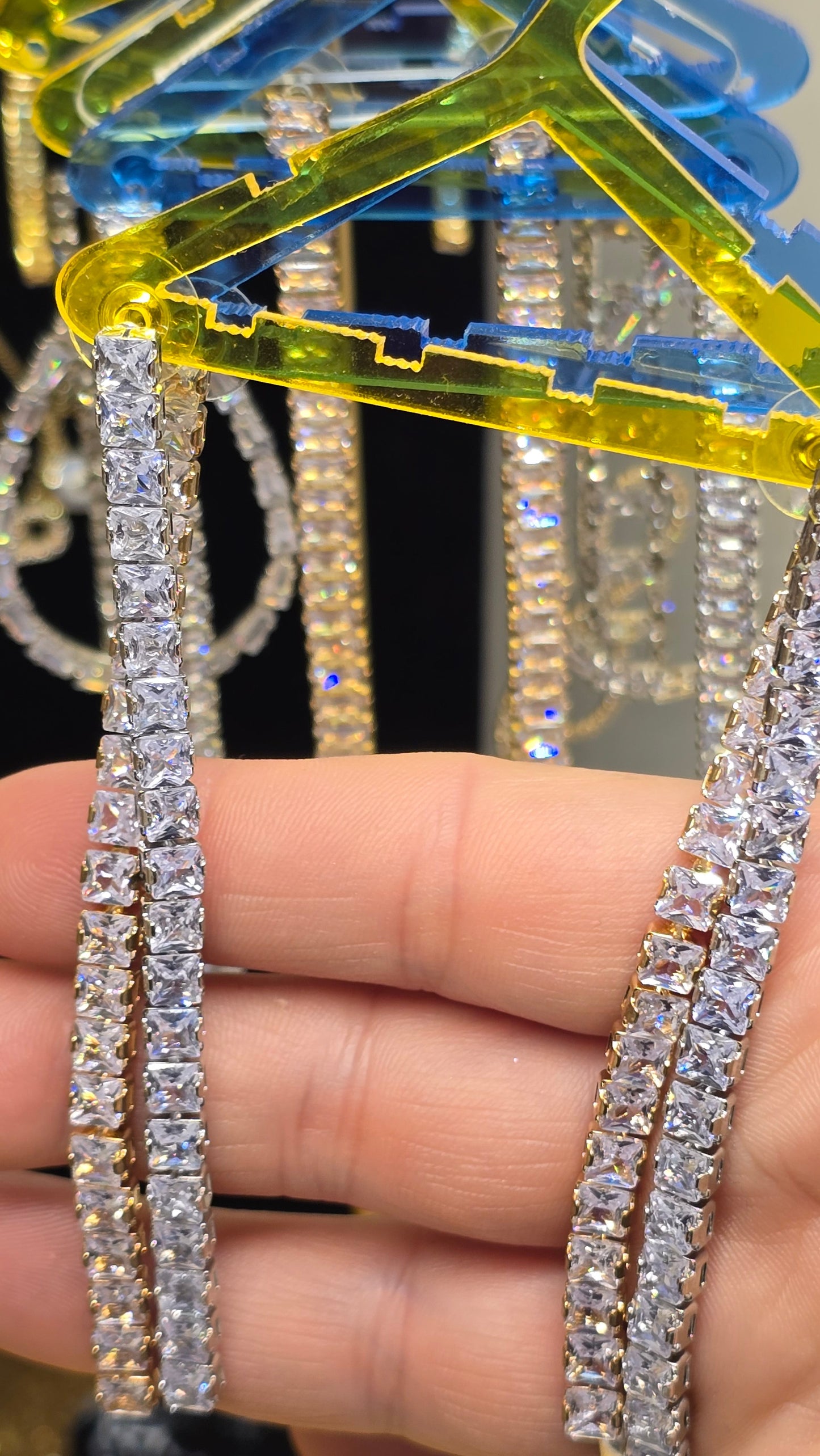 Wedding Jewelry Crystal Cubic Zirconia Long Earrings – 8cm