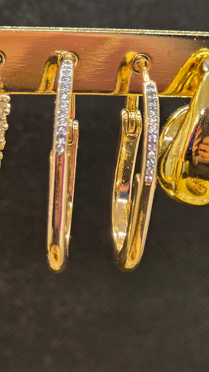Goldene Creolen-Ohrringe mit Zirkonia-Steinbesatz – Elegante Tropfenform - Beautyway073 Düsseldorf Germany