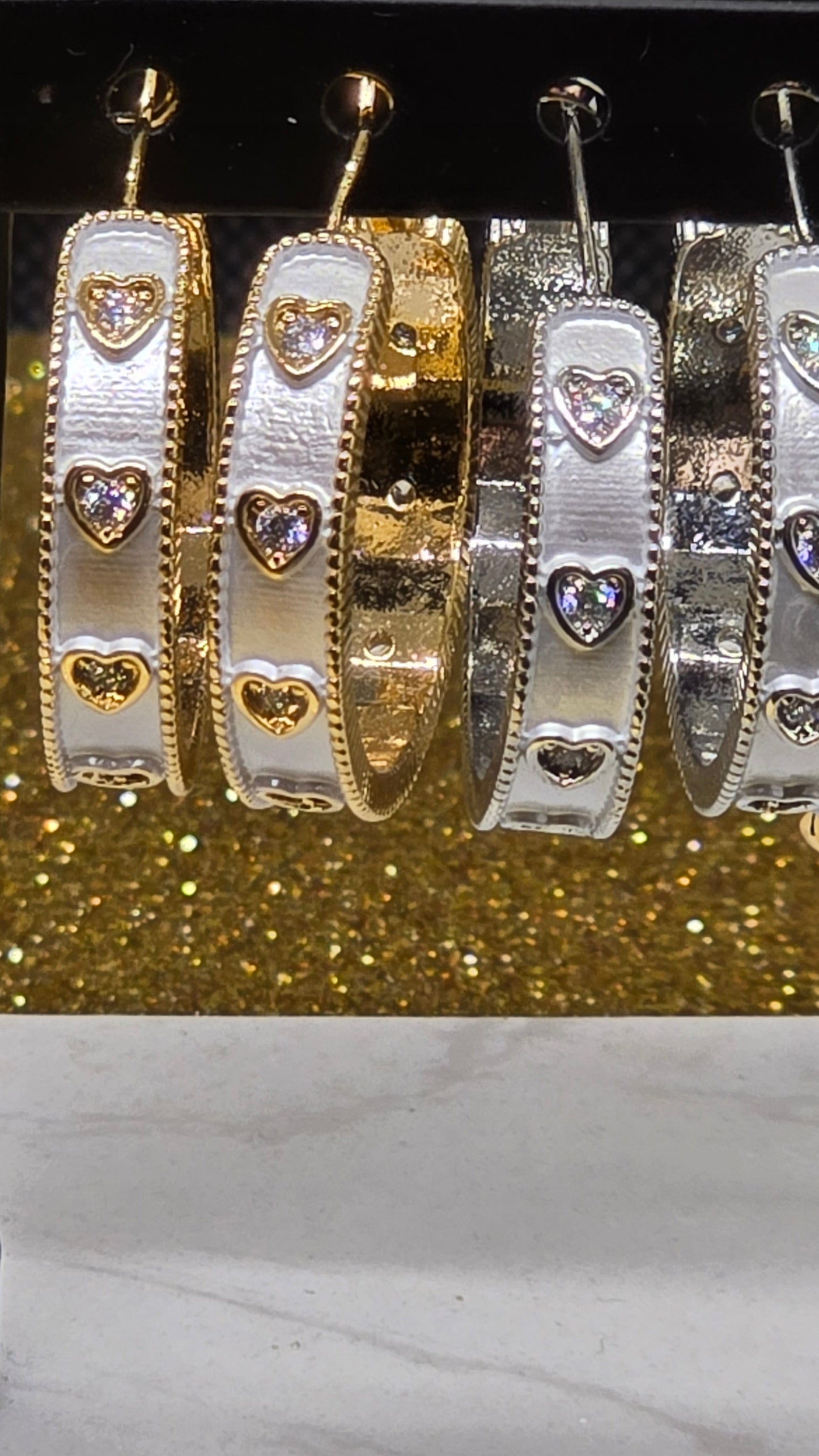 Heart Zirconia Hoop Earrings – Gold & Silver | Luxury Enamel Earrings