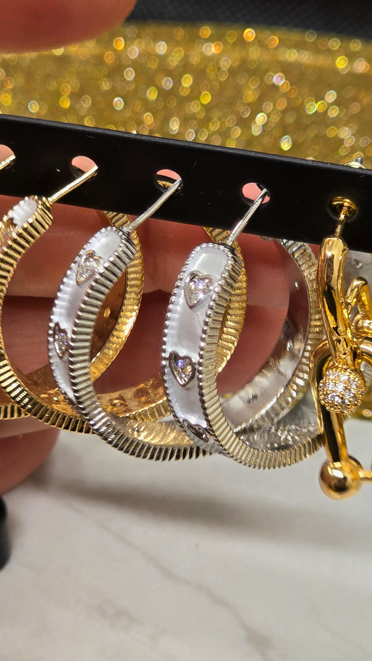 Heart Zirconia Hoop Earrings – Gold & Silver | Luxury Enamel Earrings