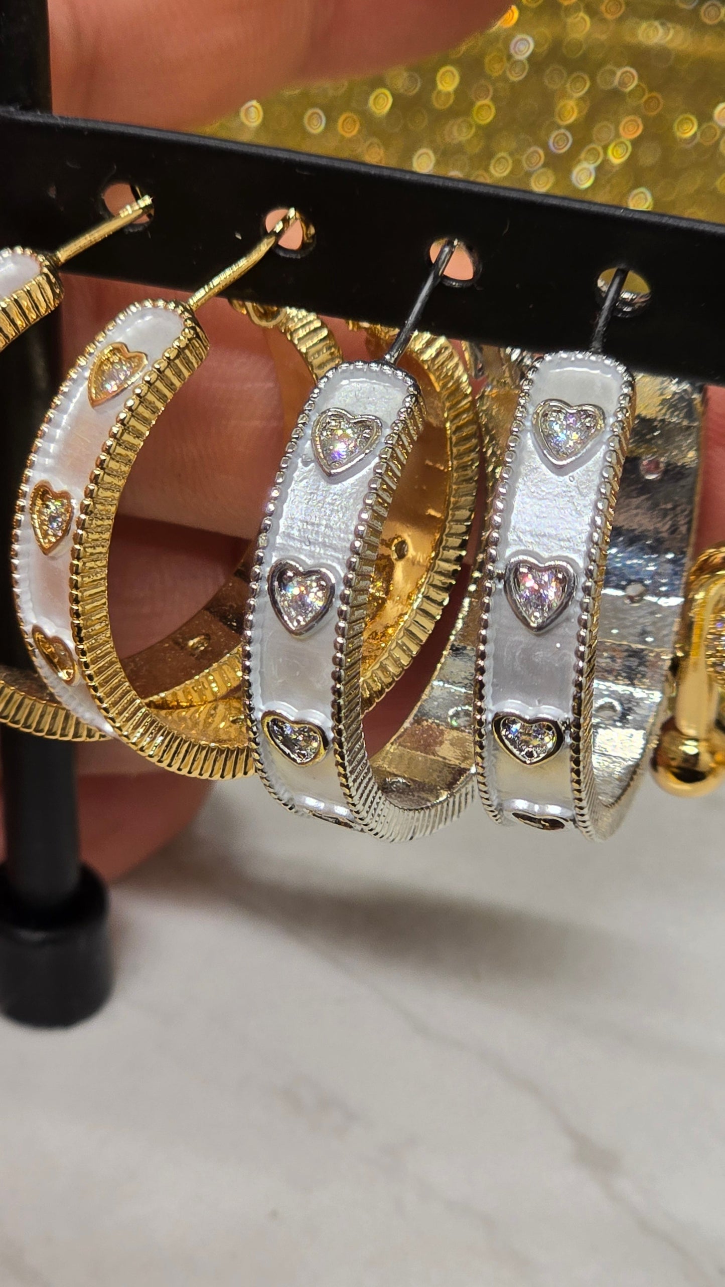 Heart Zirconia Hoop Earrings – Gold & Silver | Luxury Enamel Earrings