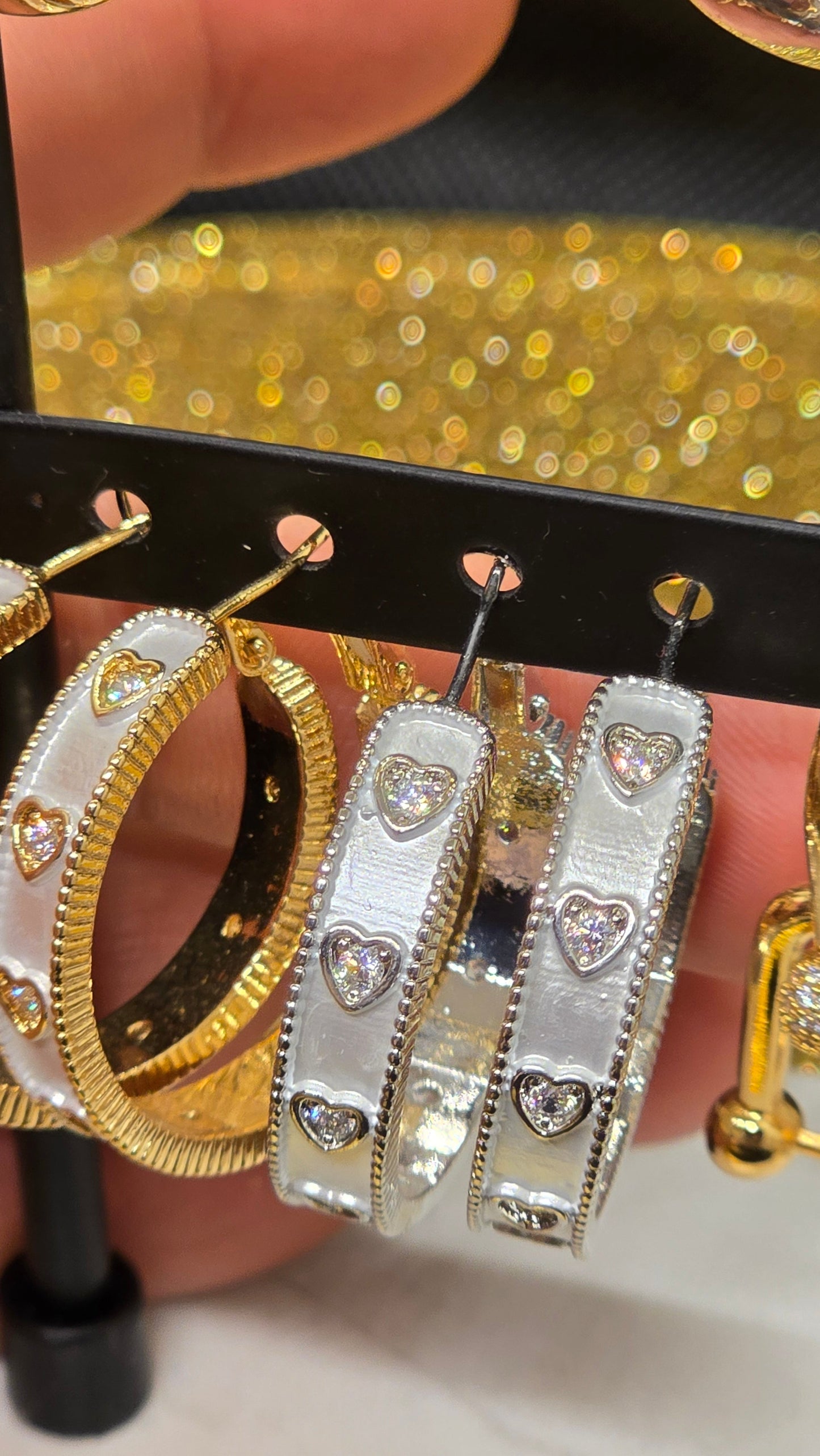 Heart Zirconia Hoop Earrings – Gold & Silver | Luxury Enamel Earrings