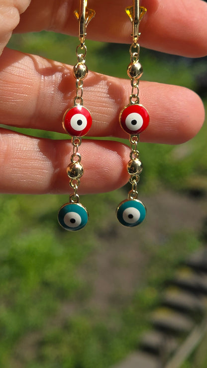Böses Auge Schmuck-Set – Vergoldete Halskette, Armband & Ohrringe mit bunten Nazar-Anhängern - Beautyway073 Düsseldorf Germany