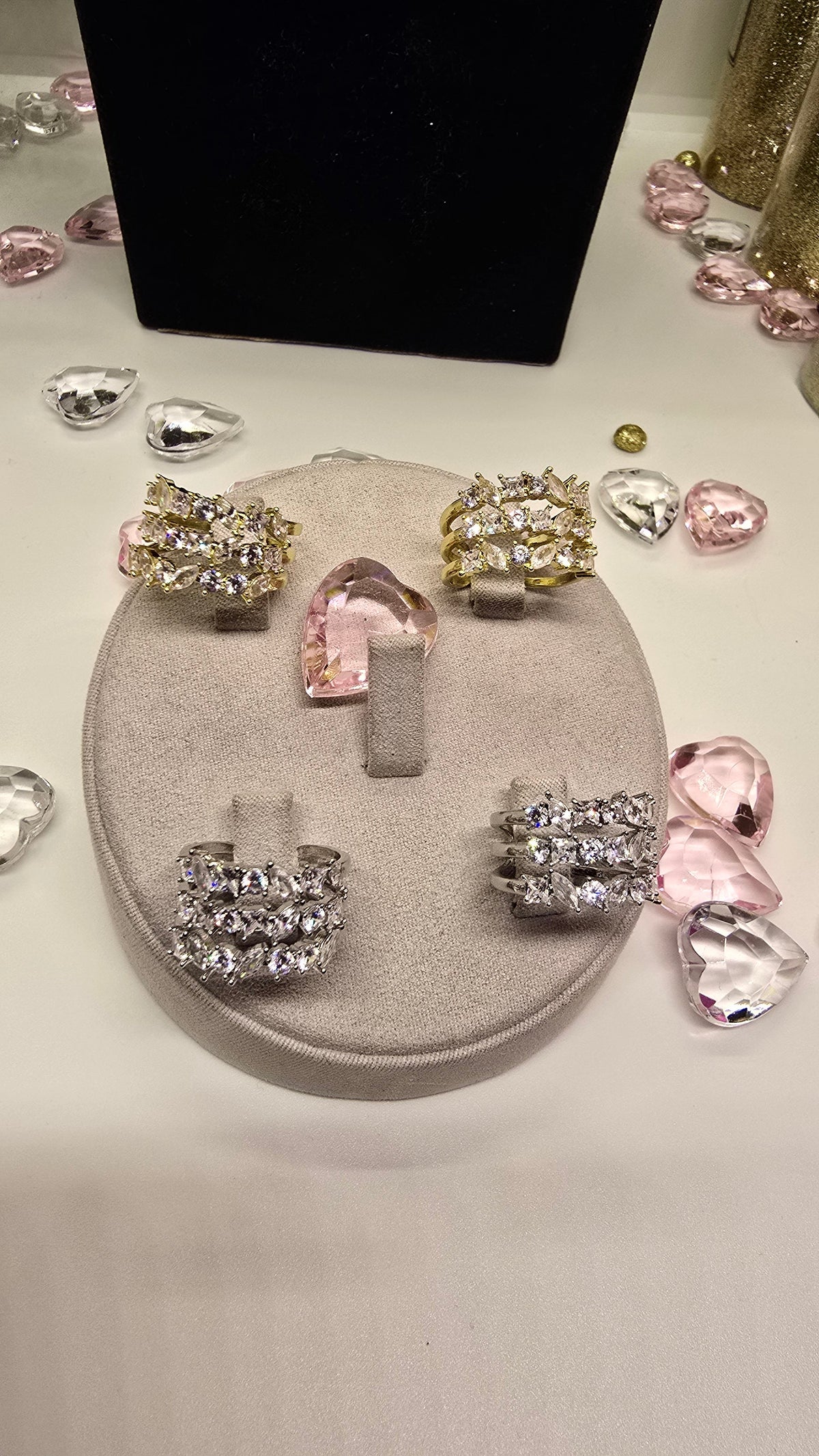 Breiter Zirkonia Ring in Gold und Silber – Ansicht 9