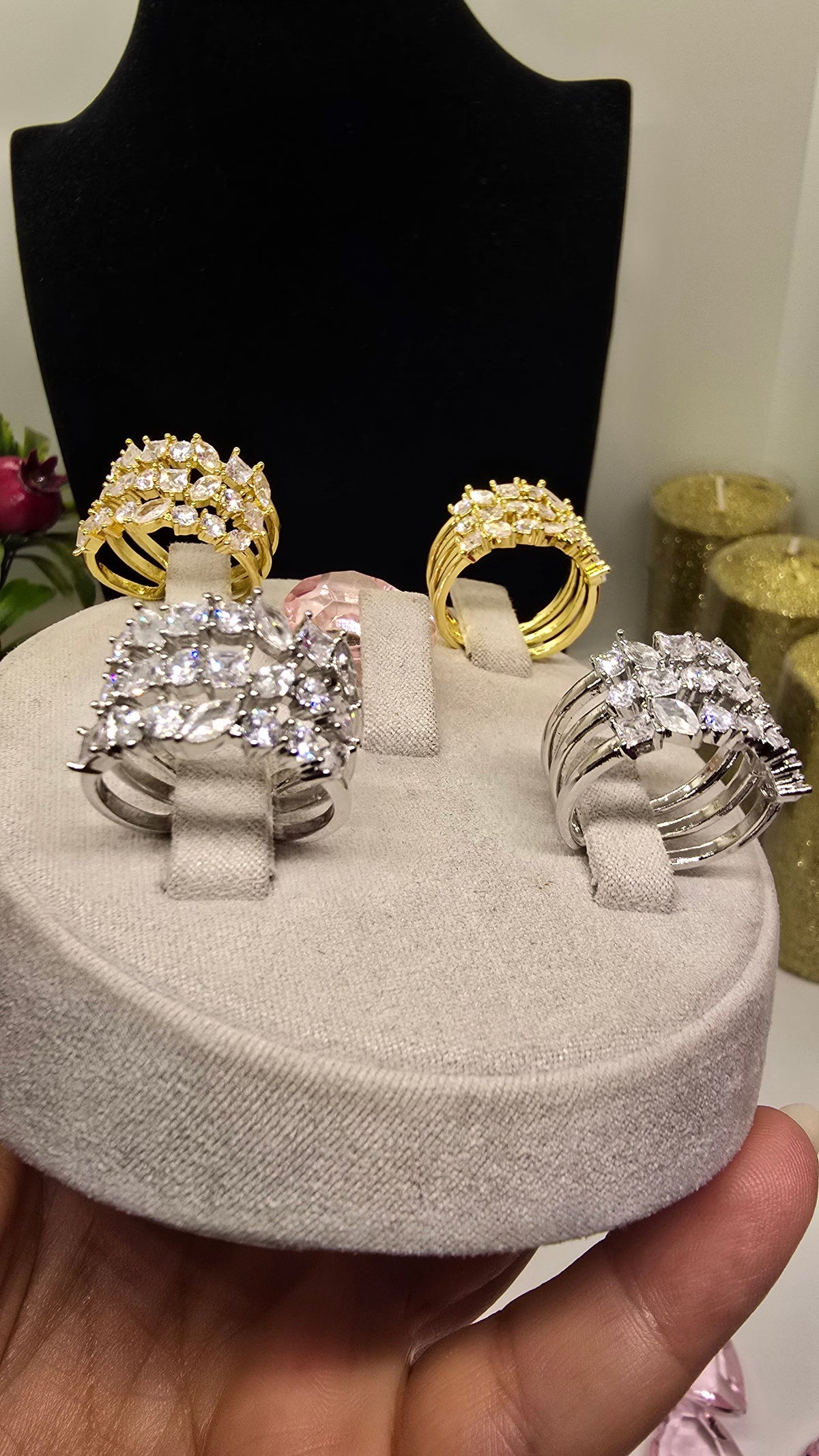 Breiter Zirkonia Ring in Gold und Silber – Ansicht 7