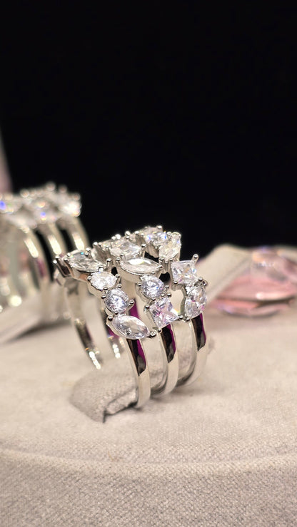 Breiter Zirkonia Ring rhodiniert – Farbe Silber