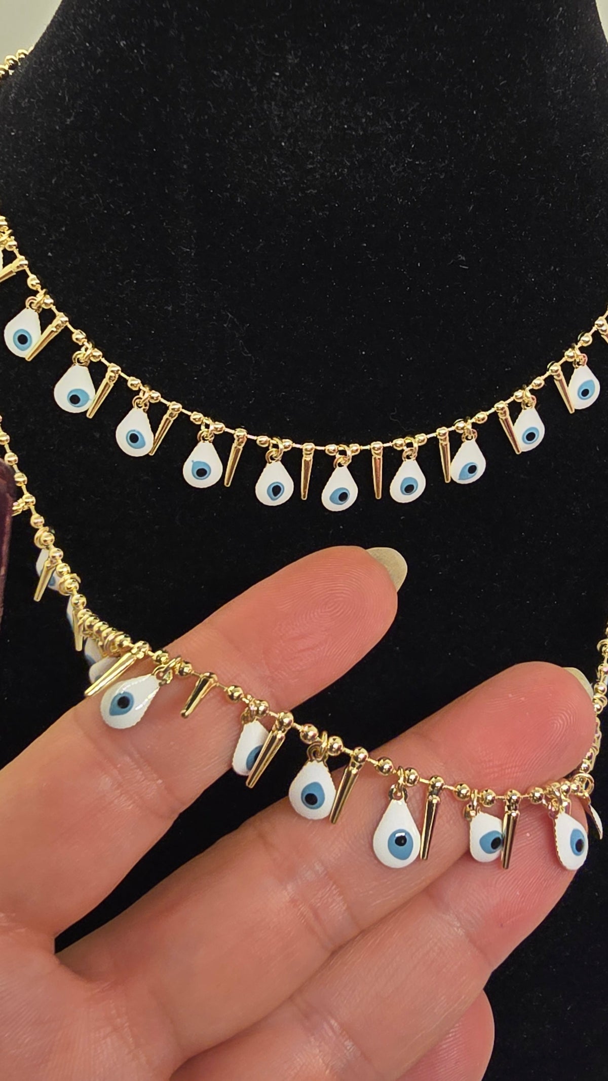 Evil Eye Halskette vergoldet mit Nazar-Anhängern – Ansicht 9