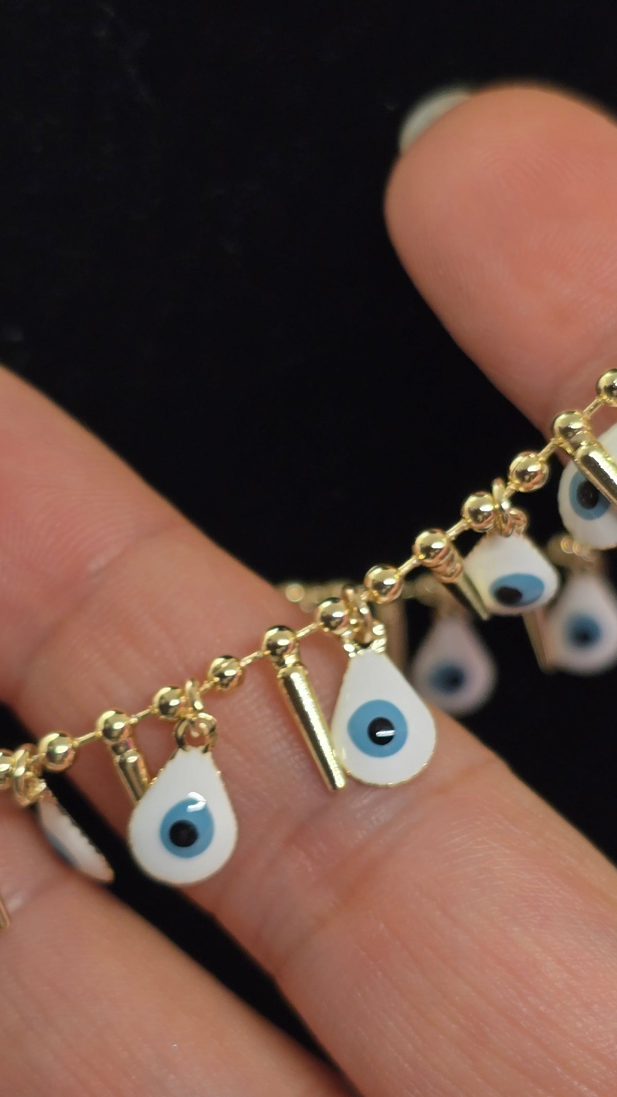 Evil Eye Halskette vergoldet mit Nazar-Anhängern – Ansicht 3