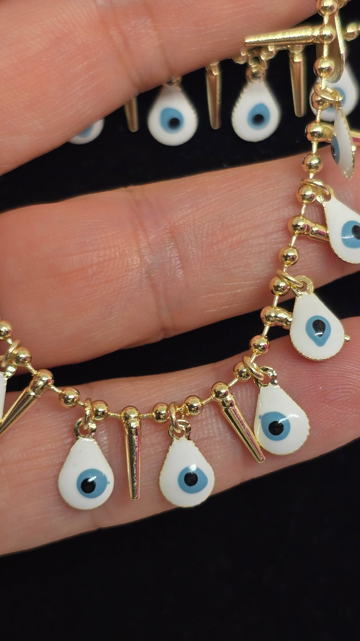 Evil Eye Halskette vergoldet mit Nazar-Anhängern – Ansicht 4