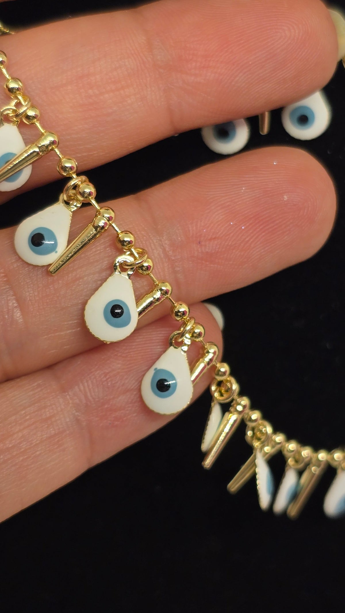 Evil Eye Halskette vergoldet mit Nazar-Anhängern – Ansicht 5