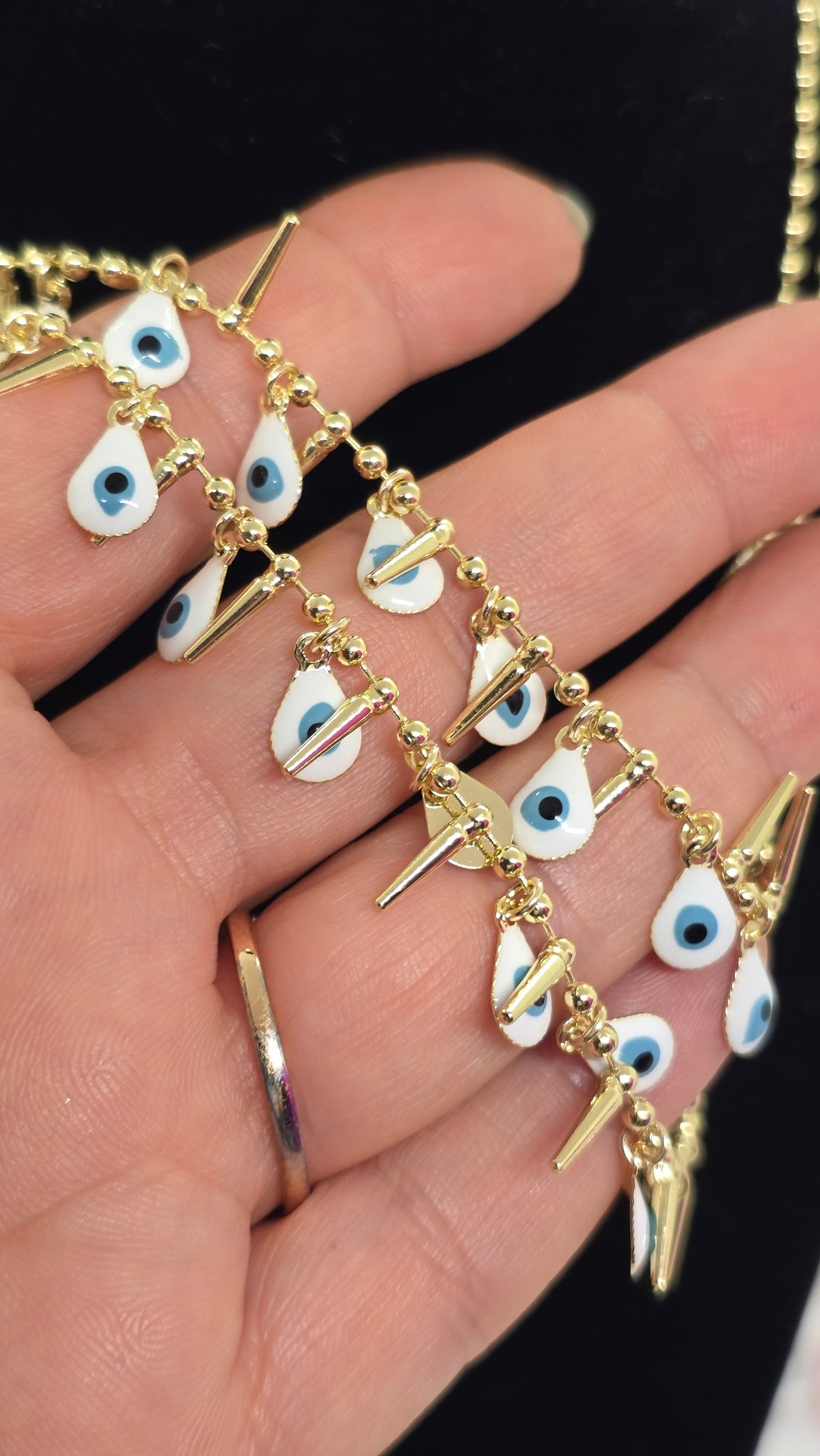 Evil Eye Halskette vergoldet mit Nazar-Anhängern – Ansicht 6
