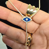 Evil Eye Zirkonia Halskette mit blauem Nazar Auge an Tenniskette – Ansicht 1