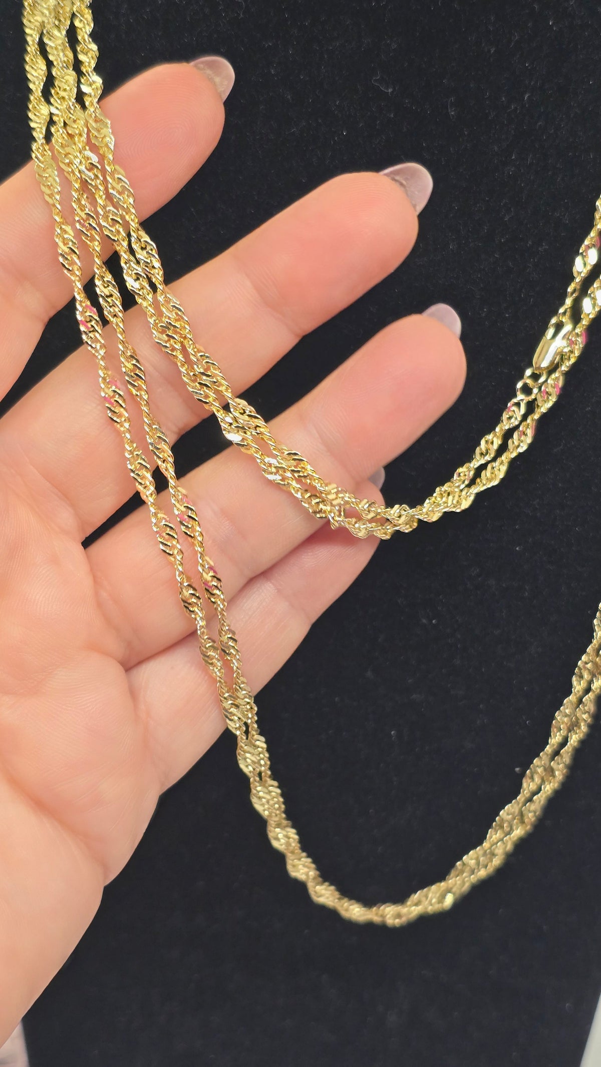 Singapurkette 18K vergoldet – gedrehte Goldkette ohne Anhänger