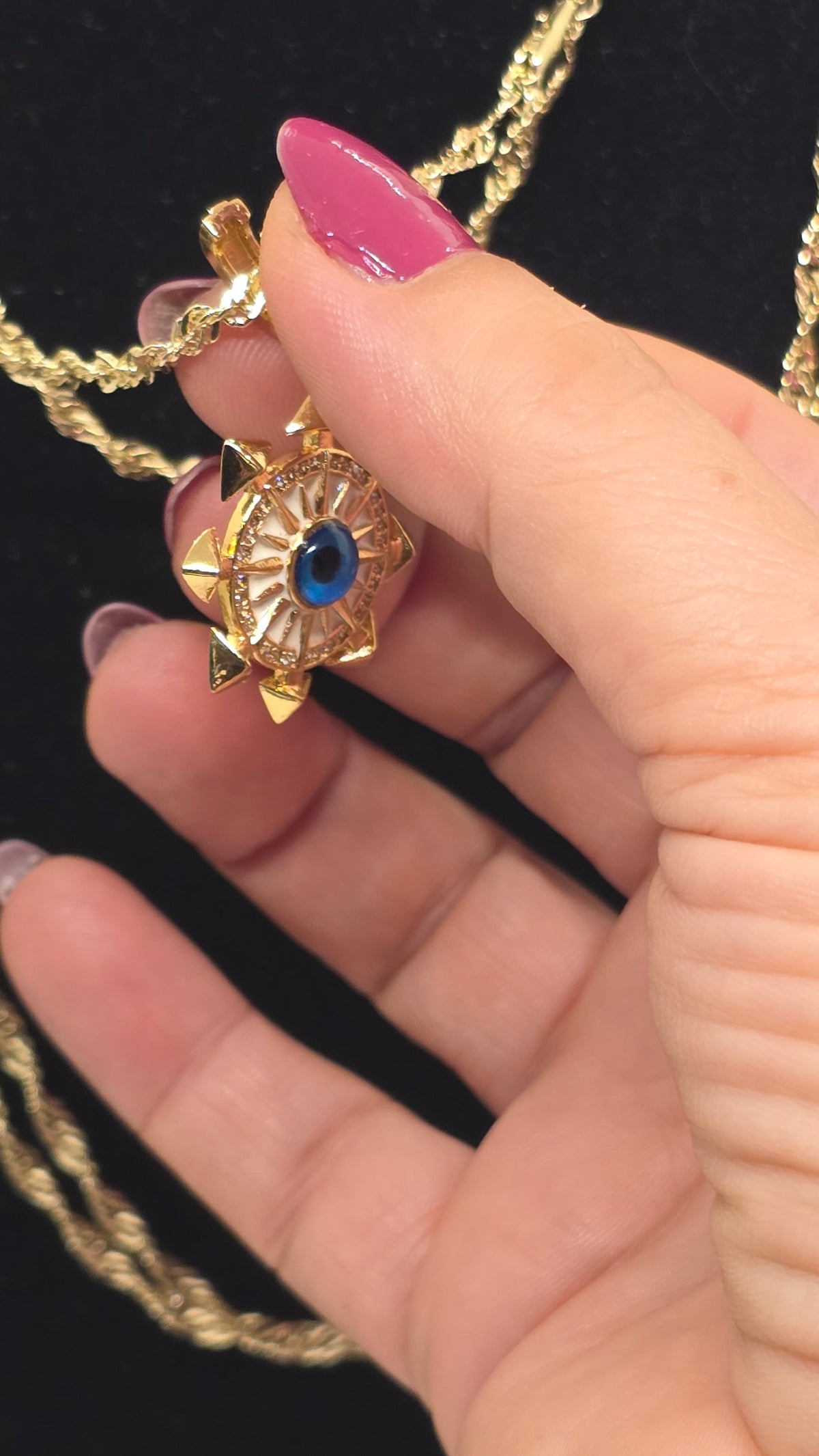 Singapurkette mit Evil Eye Anhänger – Ansicht 4