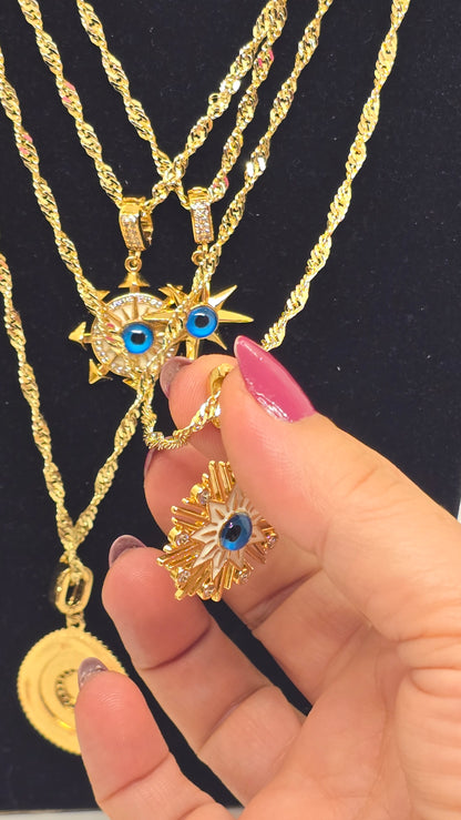 Singapurkette mit Evil Eye Anhängern – Ansicht 14