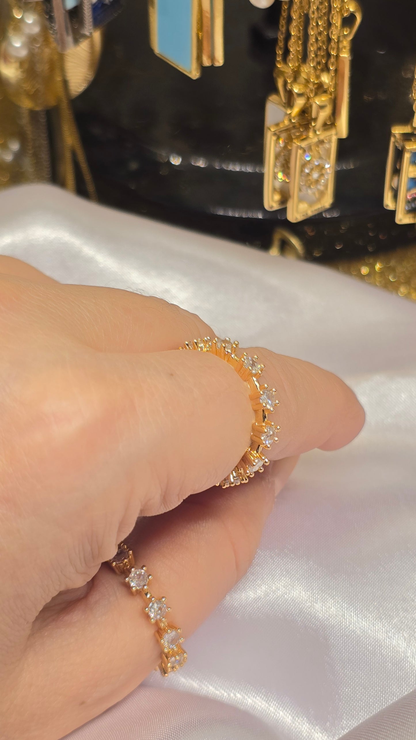 Adjustable Pave Zircon Ring 18k Gold Plated | Elegant, Stone-set