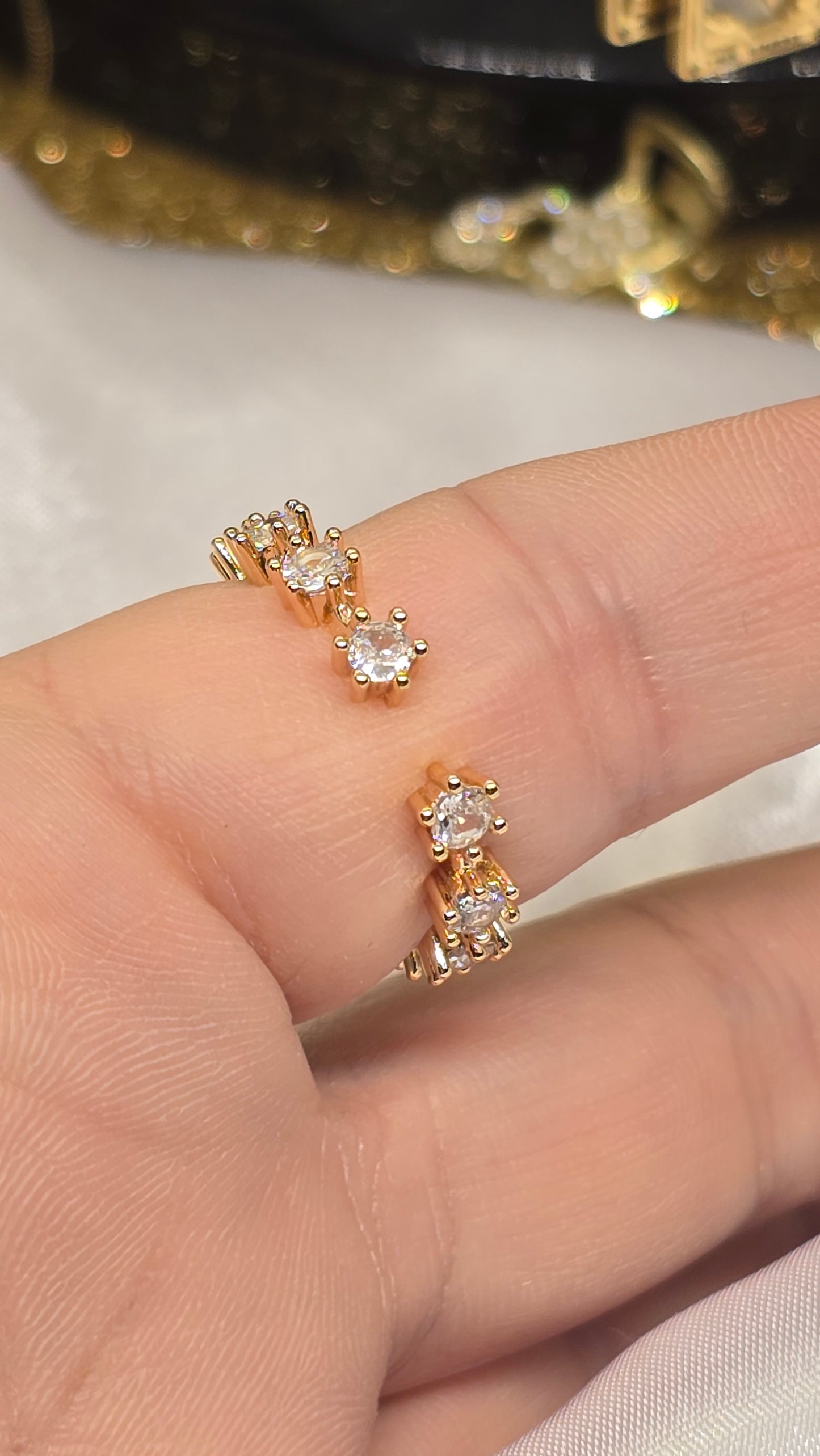 Adjustable Pave Zircon Ring 18k Gold Plated | Elegant, Stone-set
