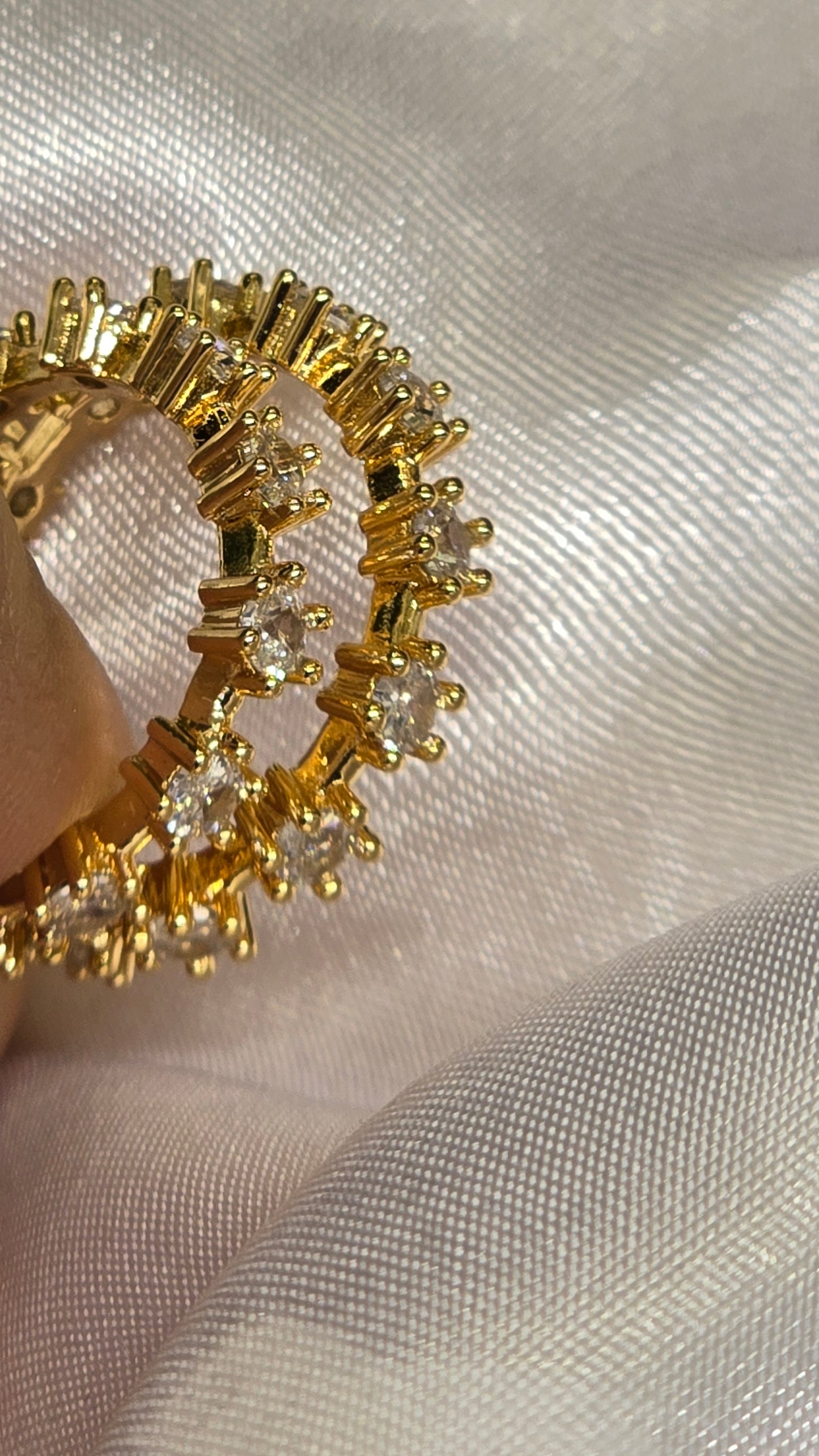 Adjustable Pave Zircon Ring 18k Gold Plated | Elegant, Stone-set